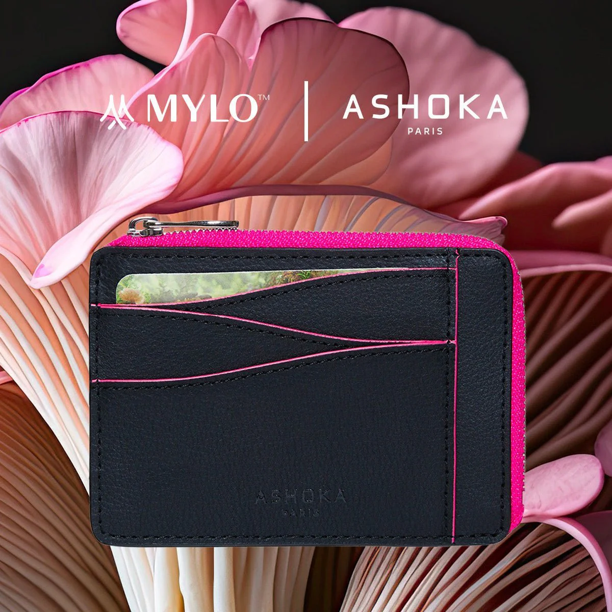 Large Zipped Mylo™ Mushroom Card Holder – Pink - Image 2