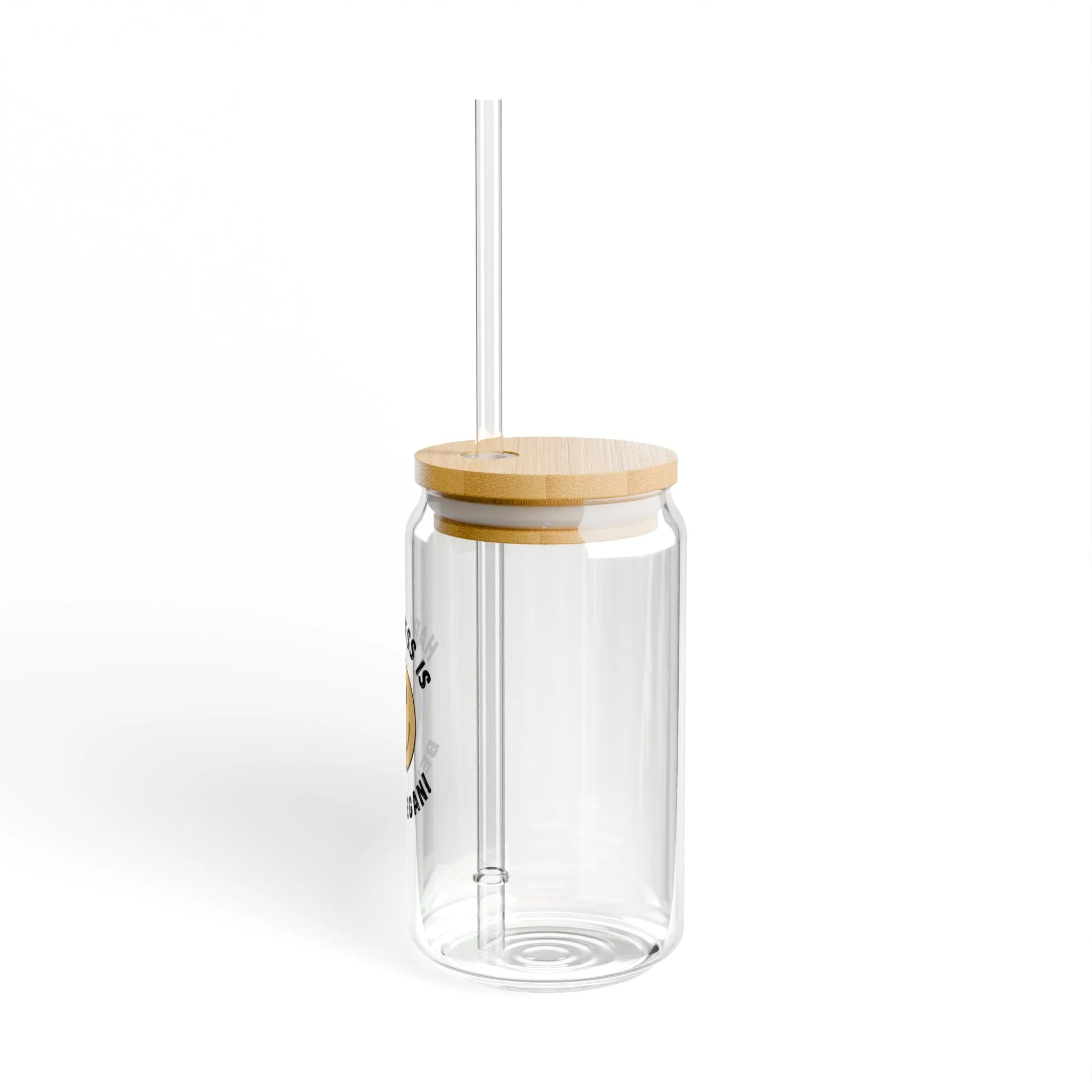 Happiness is Vegan - Jar Glass, 16oz - Image 4