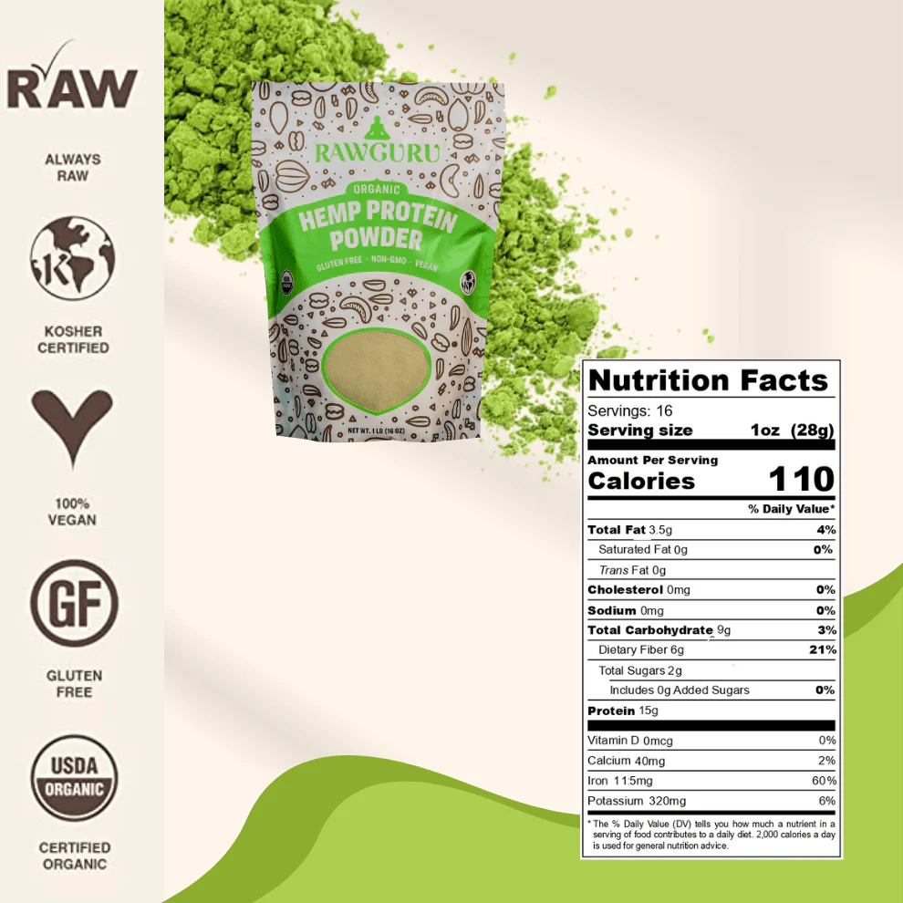 RawGuru Hemp Protein Powder - 16oz - Image 3