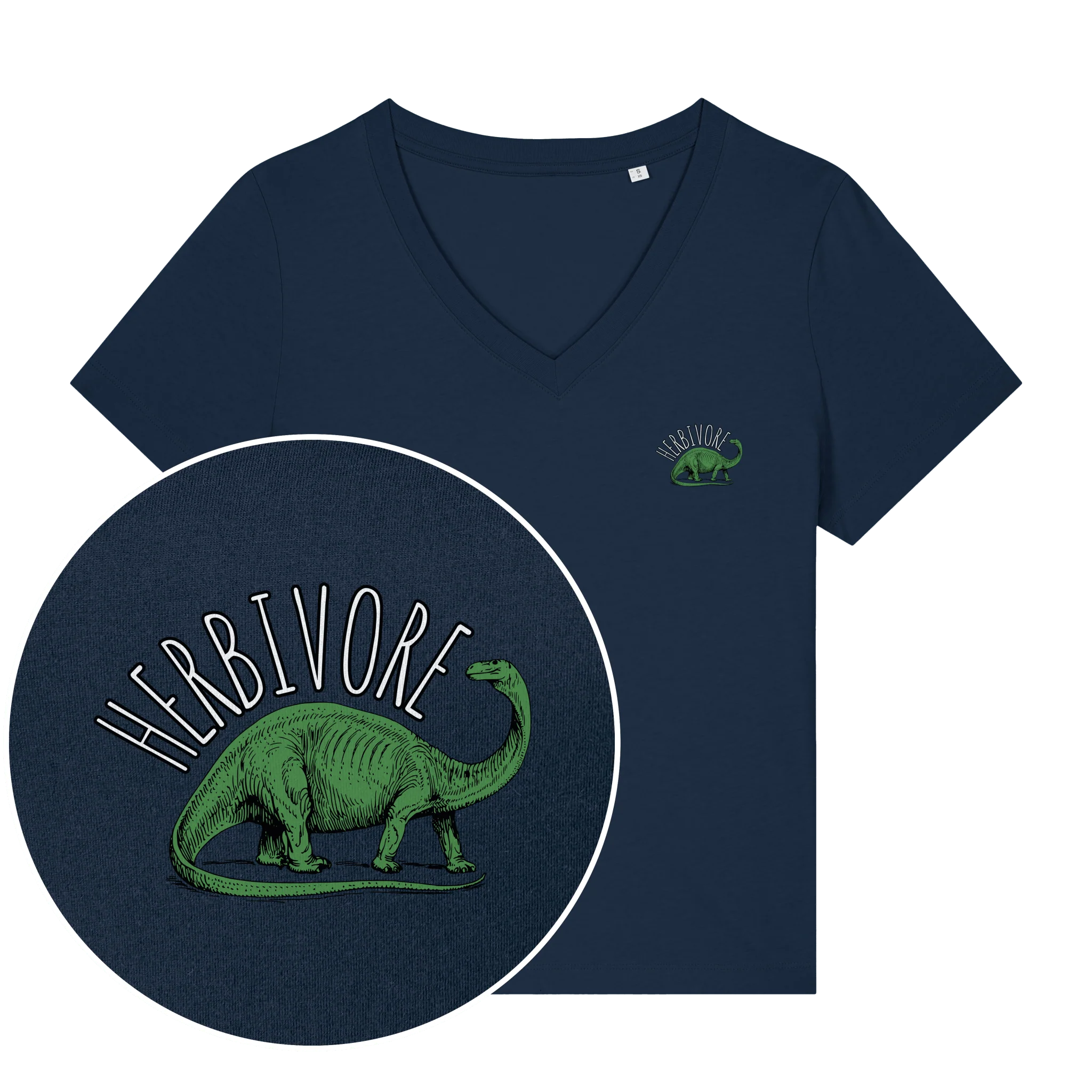 Herbivore Brontosaurus Women's V Neck T-Shirt - Image 2