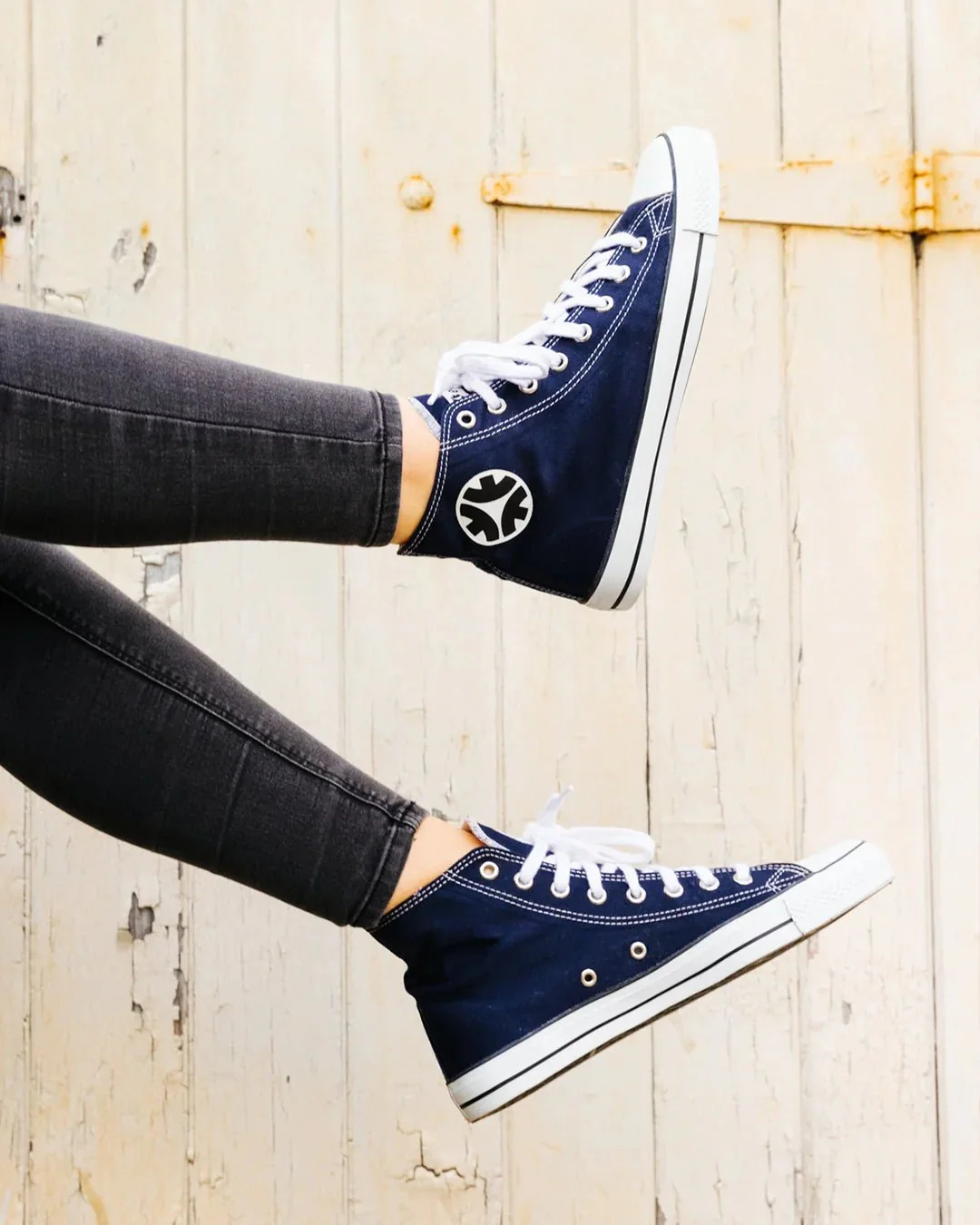 High Top Sneakers, Blue & White - Image 2