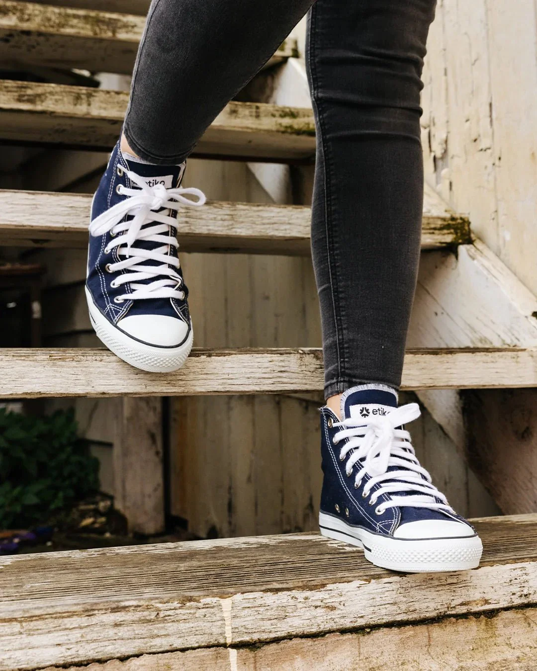 High Top Sneakers, Blue & White - Image 3