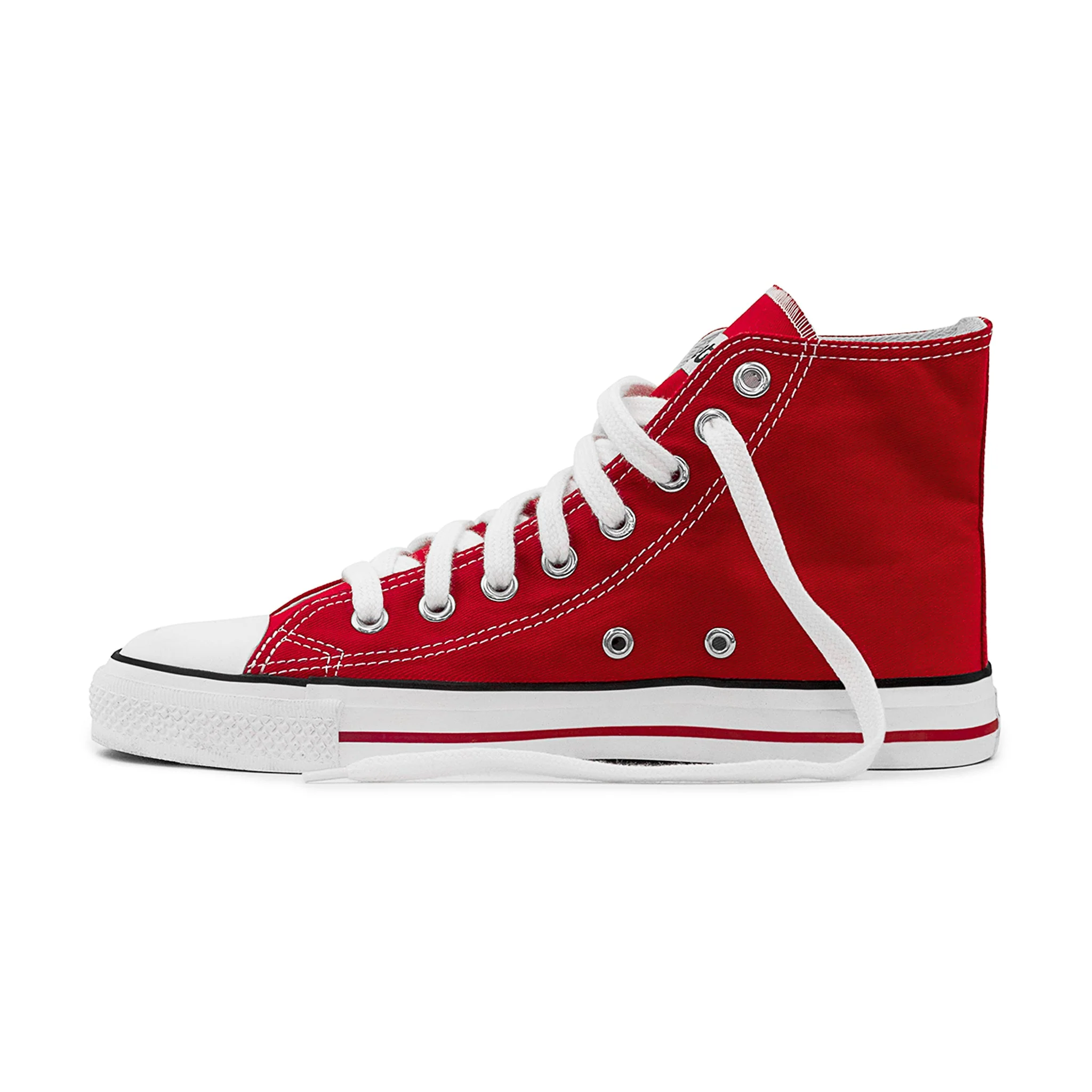 High Top Sneakers, Red & White - Image 4