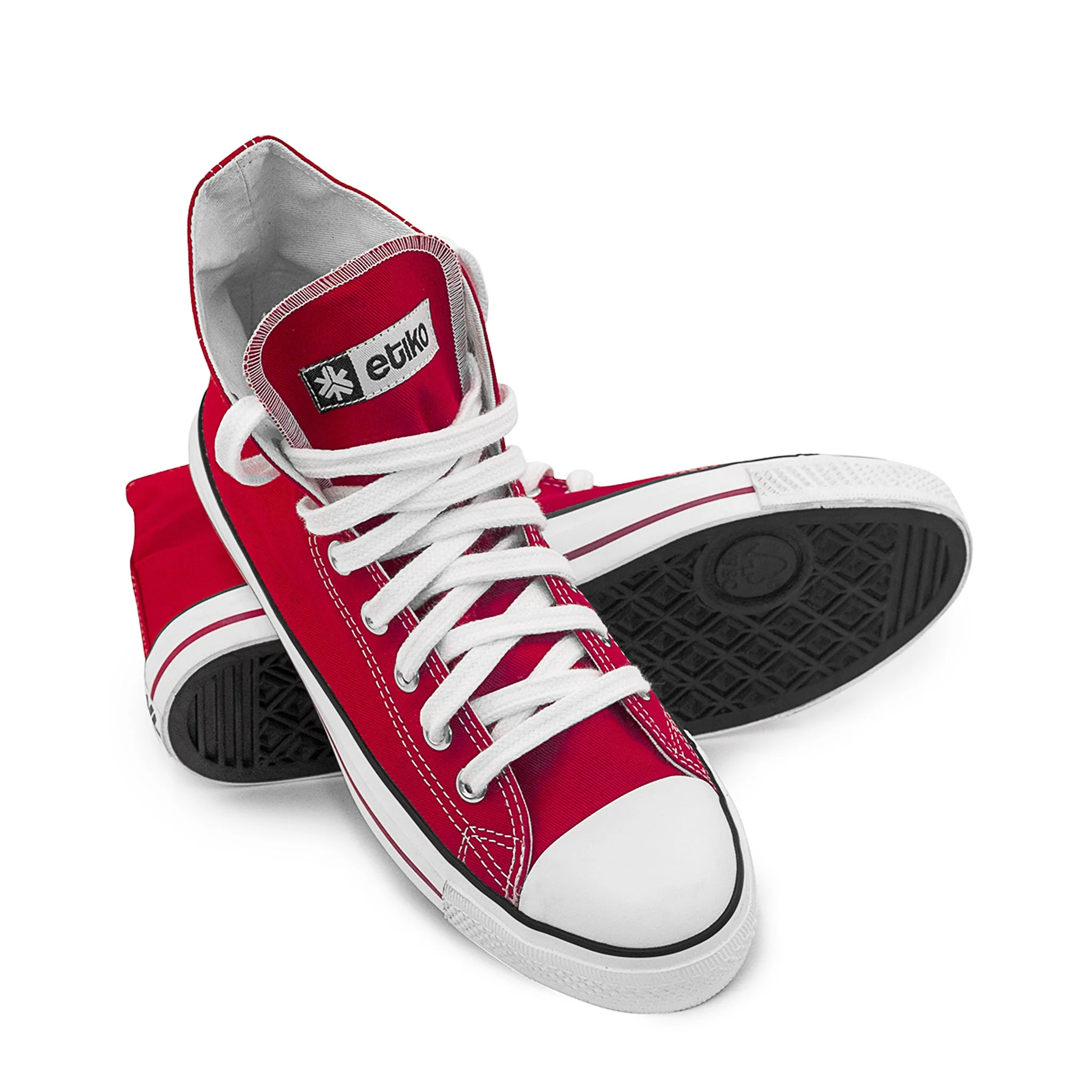 High Top Sneakers, Red & White - Image 8