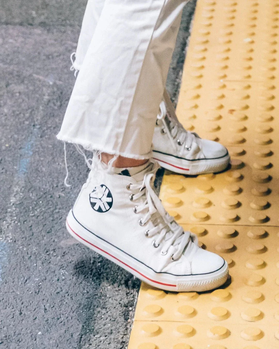 High Top Sneakers, White Stripe - Image 5