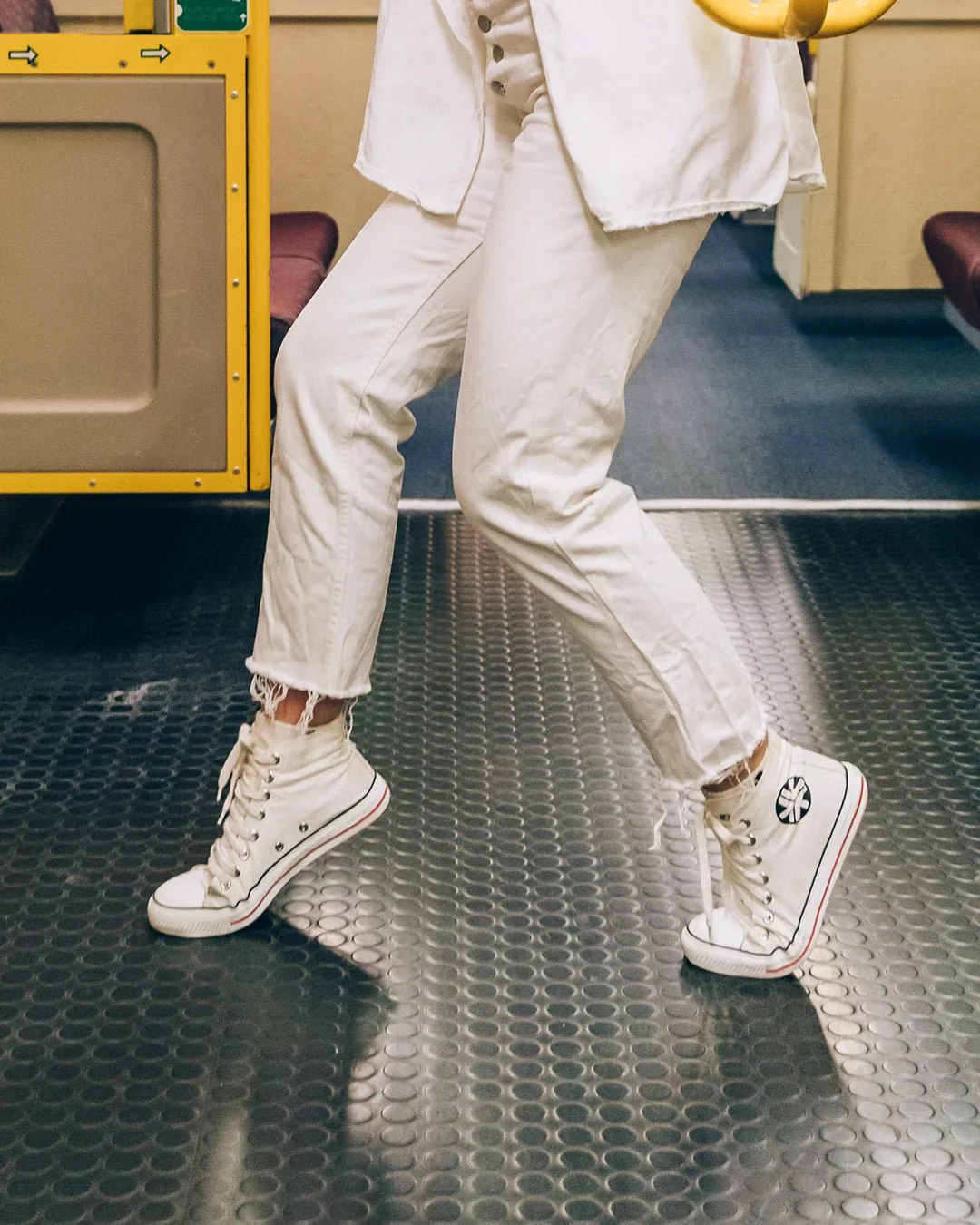 High Top Sneakers, White Stripe - Image 6