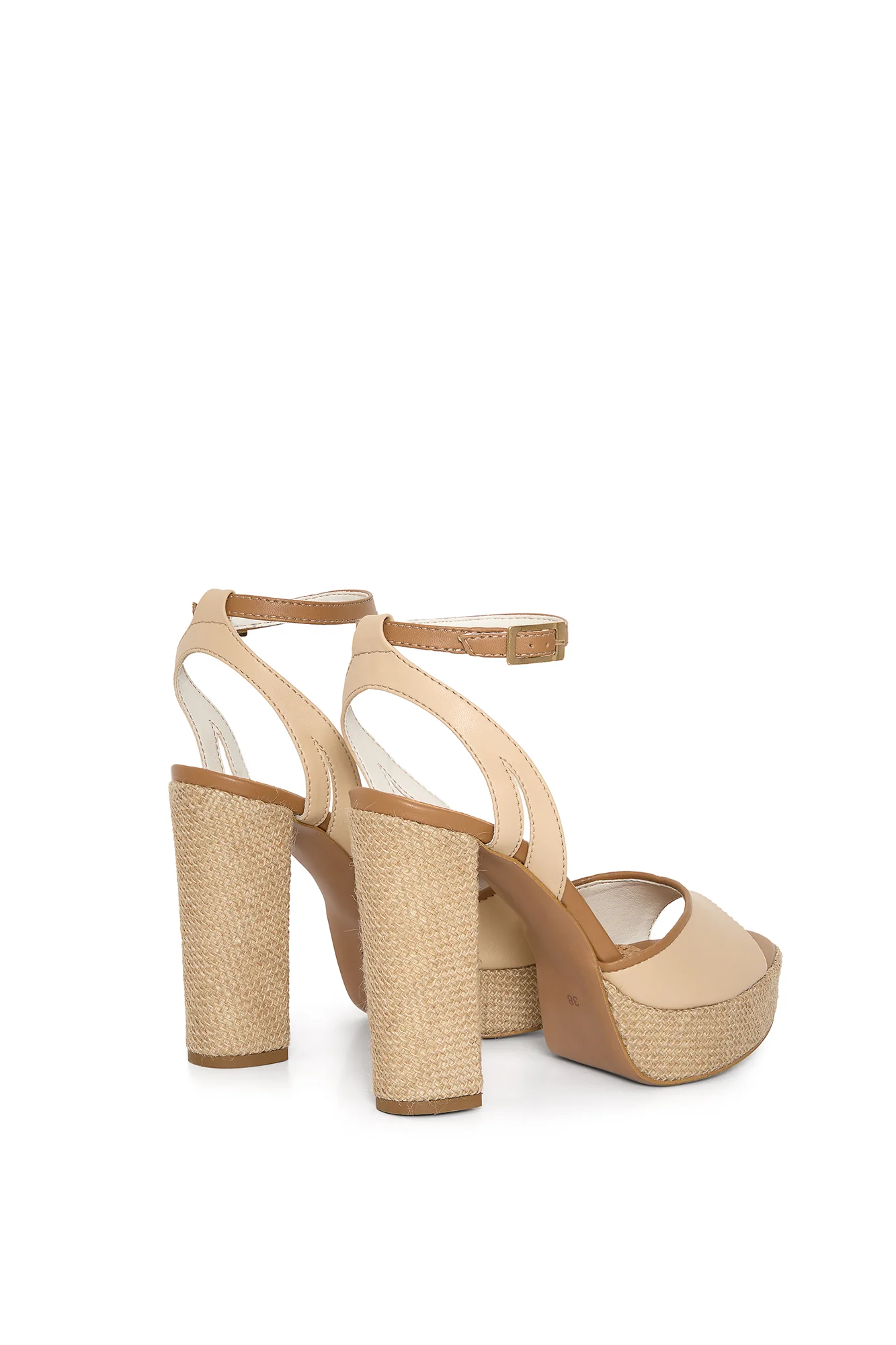 H(OLA)! – beige wedge sandals made from mushroom leather and jute - Image 4