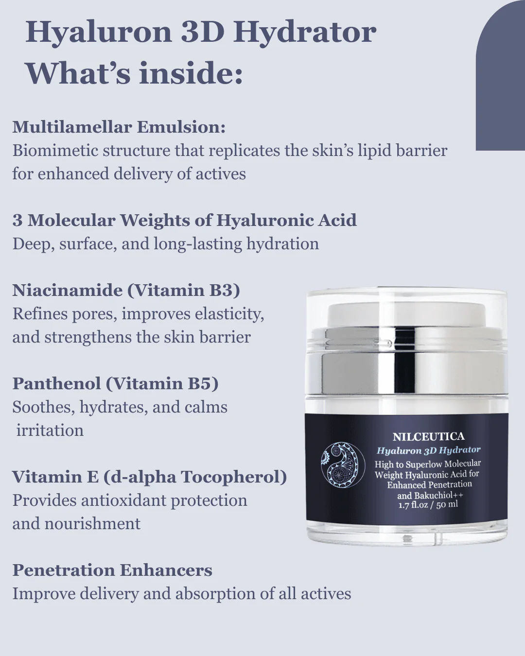 Hyaluron 3D Hydrator Multi Lamellar Emulsion The Advanced Response Face and Neck Cream-Serum with Matrixyl 3000 and Argireline Amplified - Image 7