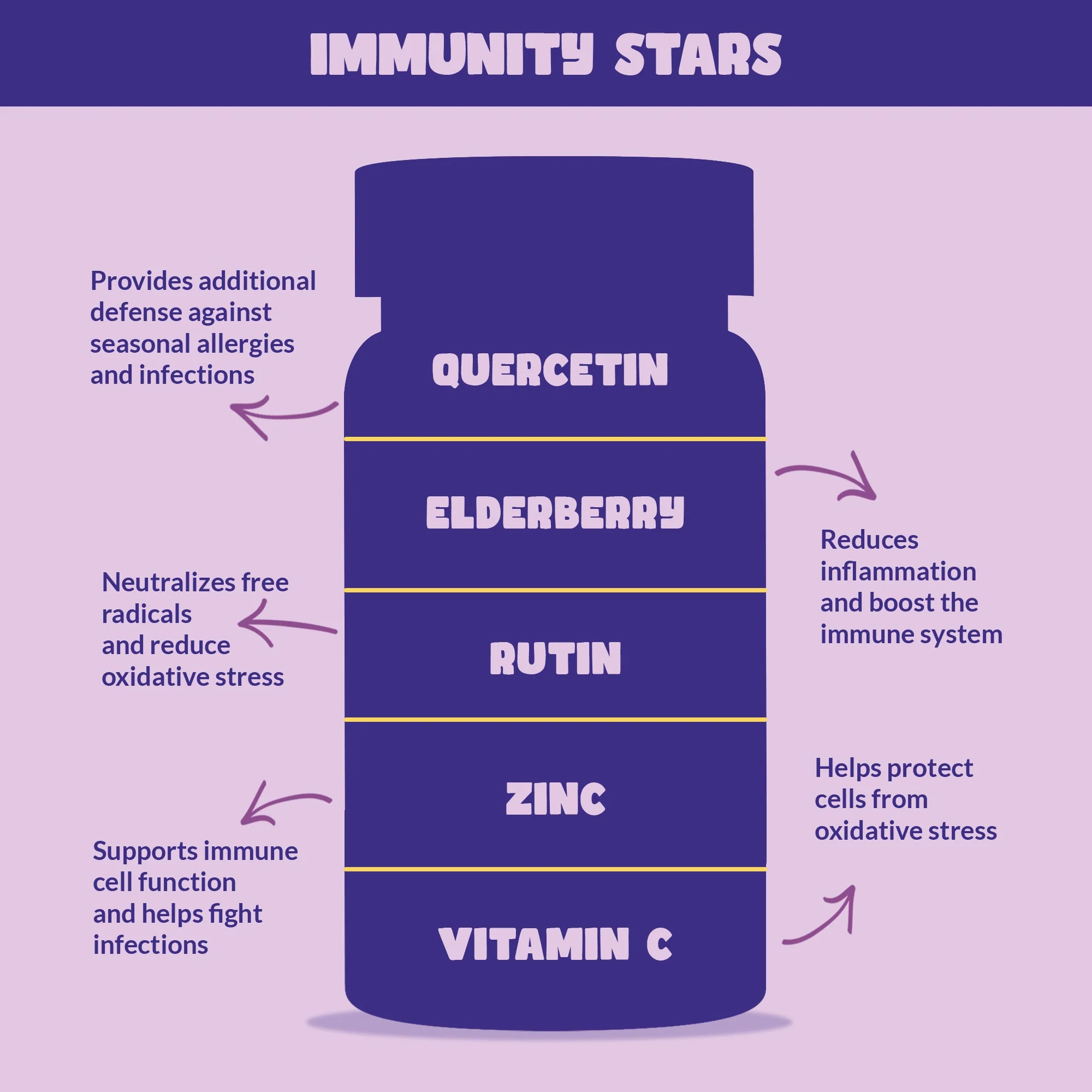 Immunity Stars Elderberry Gummies with Vitamin C and Zinc, Sambucus Elderberry Family Immune Boost Gummies, 30 Gummies Delicious Defense for Kids and Adults - Image 3