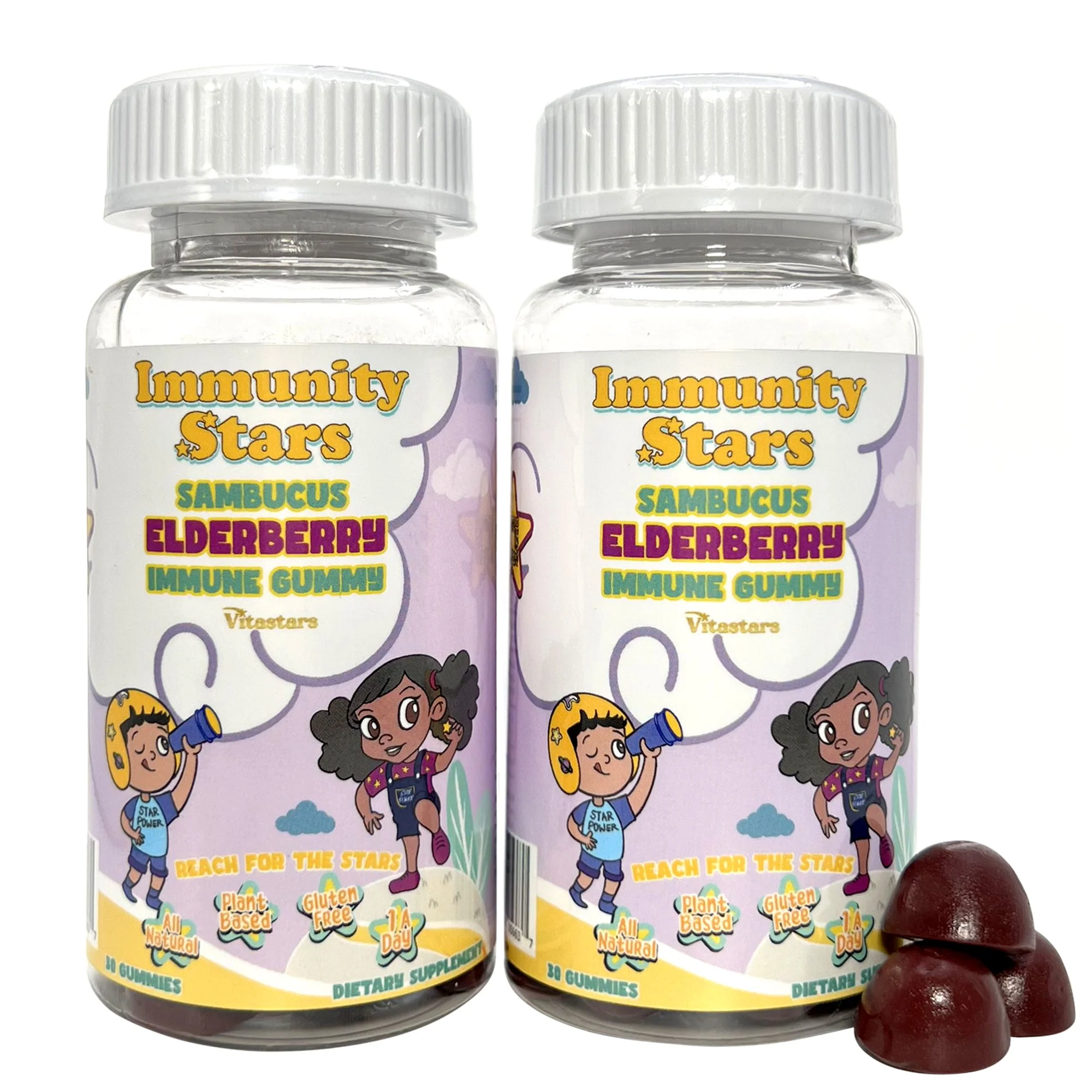 Immunity Stars Elderberry Gummies with Vitamin C and Zinc, Sambucus Elderberry Family Immune Boost Gummies, 30 Gummies Delicious Defense for Kids and Adults - Image 7