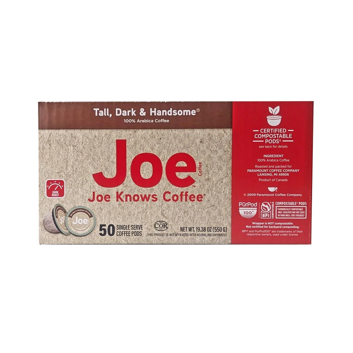 Joe Knows Coffee® Tall, Dark & Handsome® 50ct Single Serve Compostable Pods - Image 3