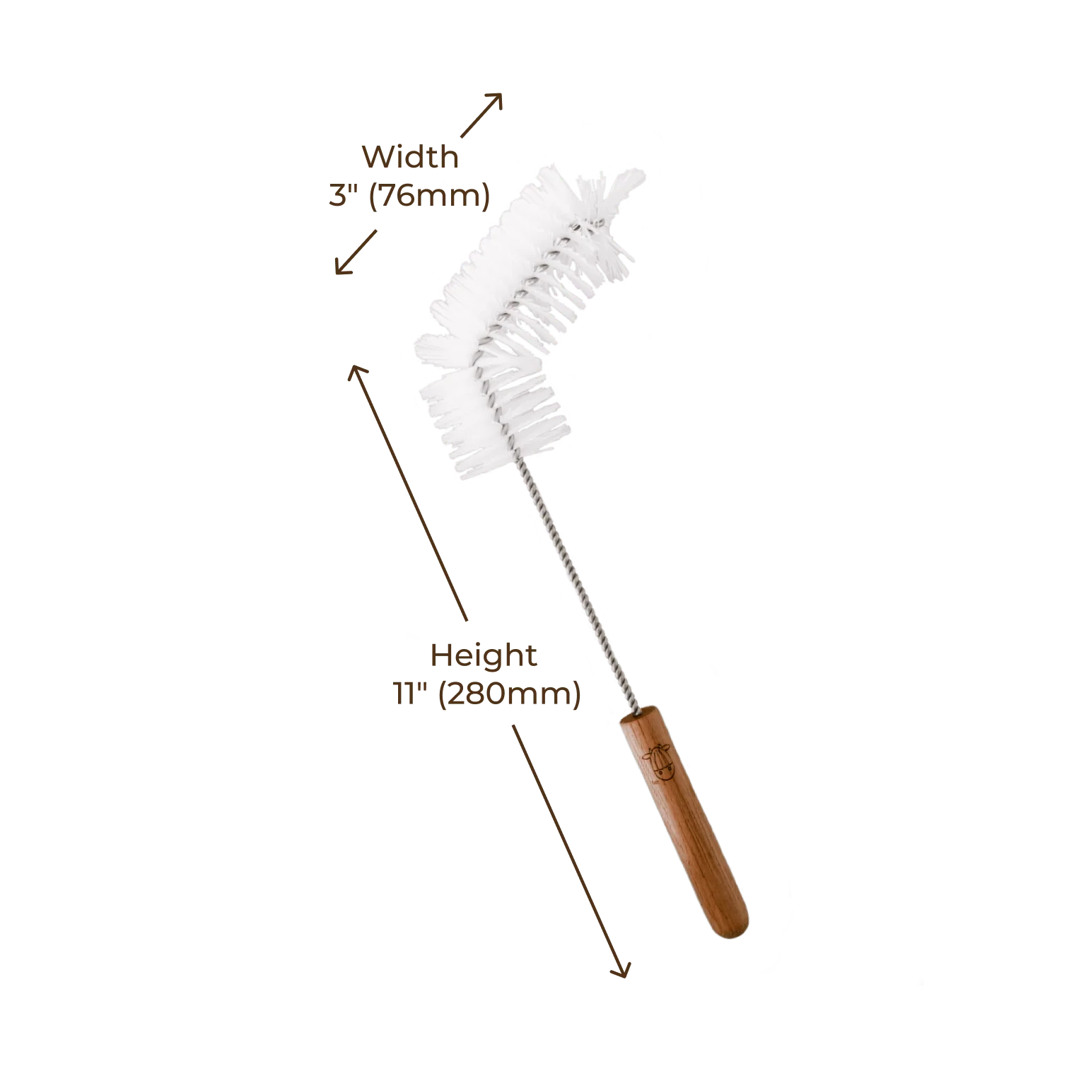 Almond Cow Jug Brush | Long Handle Bottle & Cup Scrubber - Image 3