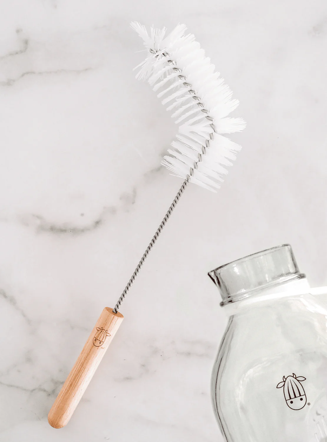 Almond Cow Jug Brush | Long Handle Bottle & Cup Scrubber - Image 5