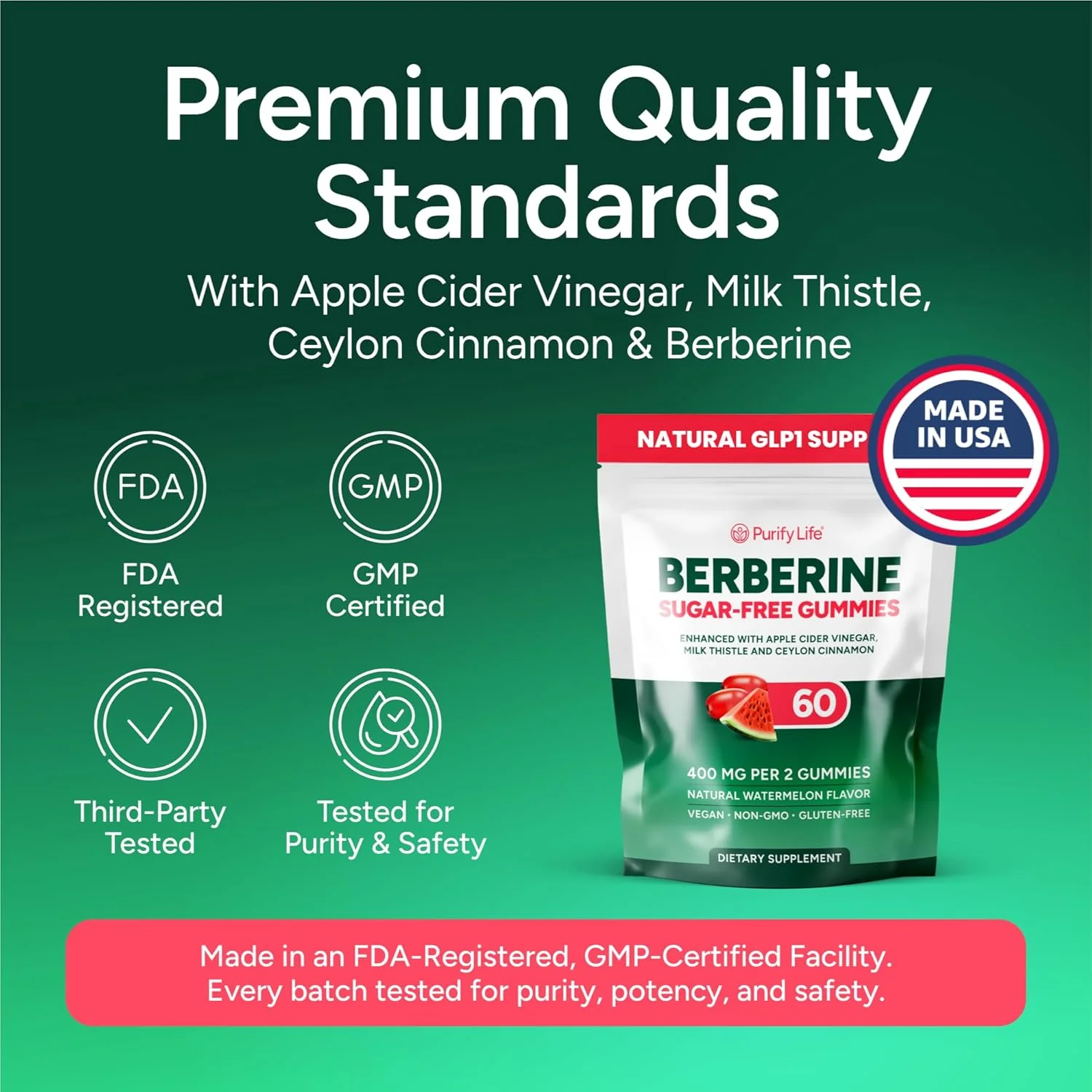 Natural GLP1 Support - Berberine Sugar-Free Gummies - Image 2