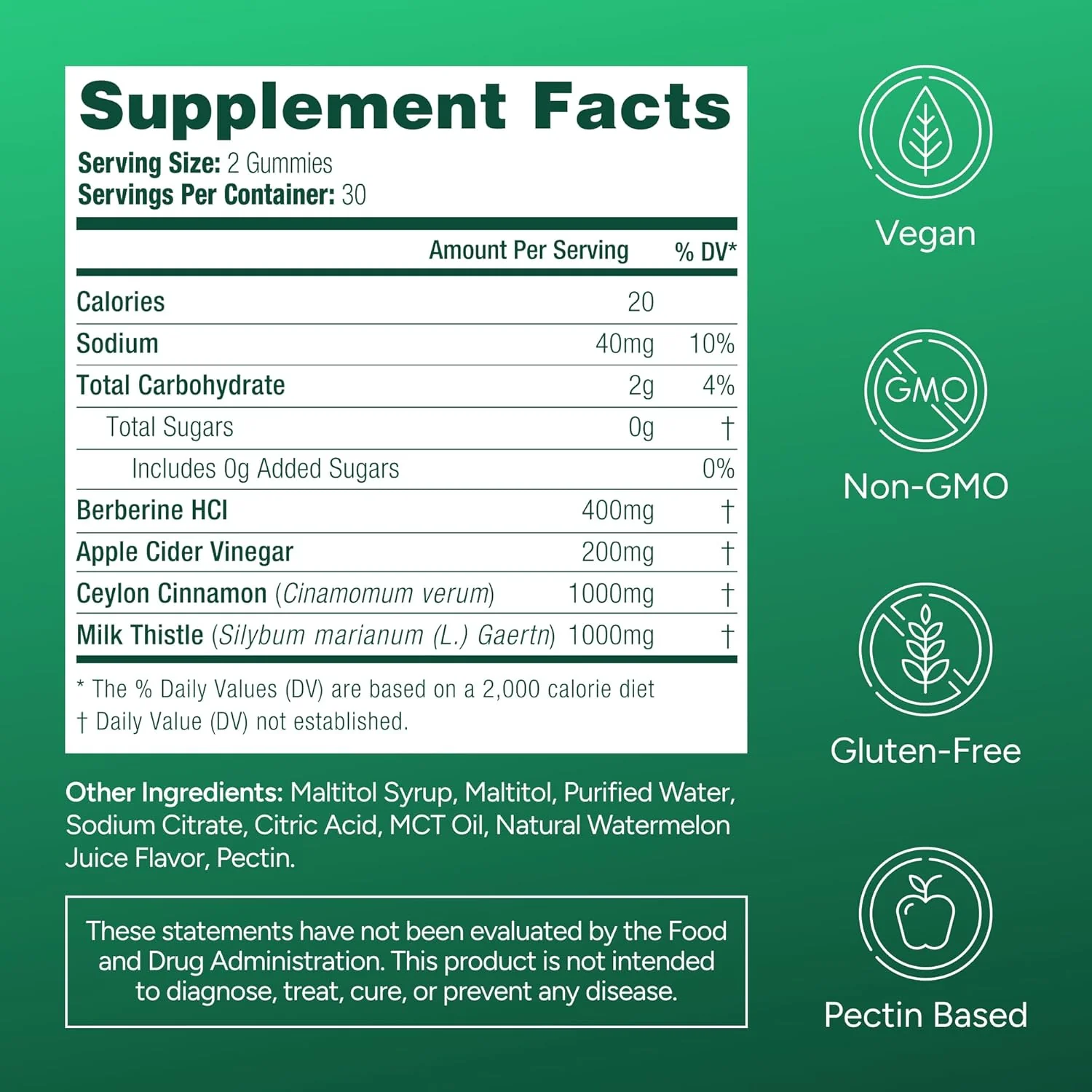 Natural GLP1 Support - Berberine Sugar-Free Gummies - Image 6
