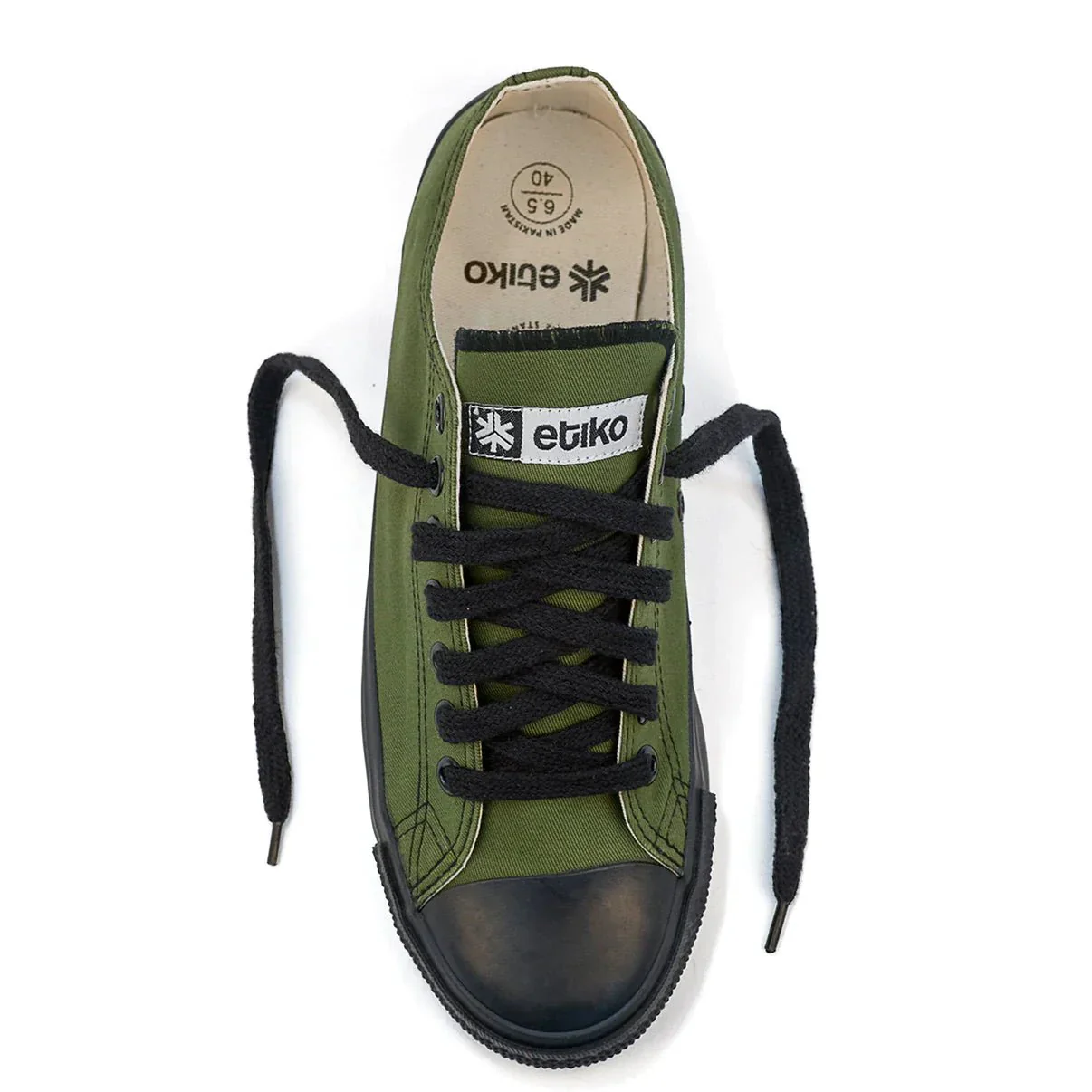 Kids Low Cut Sneakers, Olive & Black CLEARANCE STOCK - Image 5