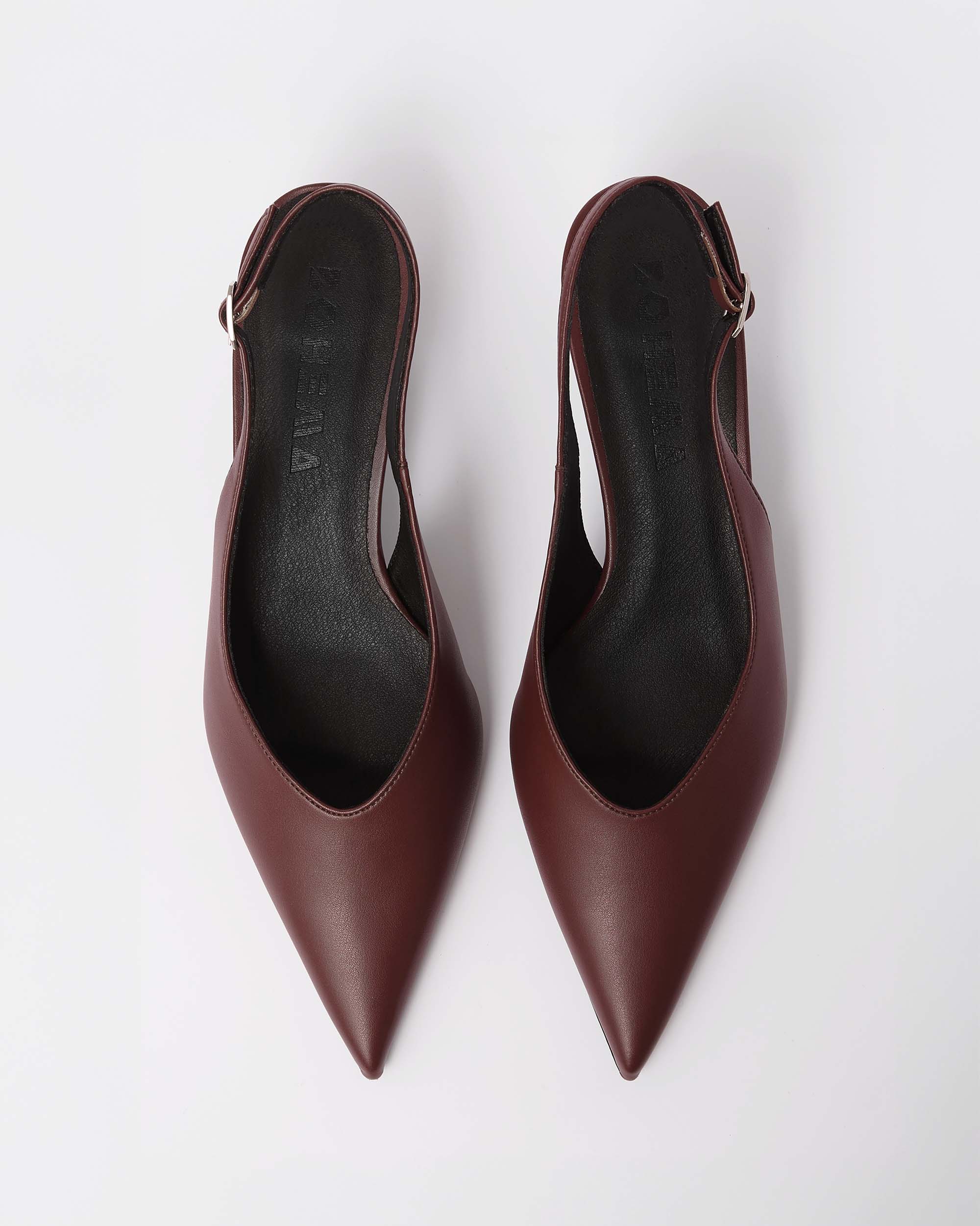 Kitten Heels Burgundy pointy toe pumps - Image 3