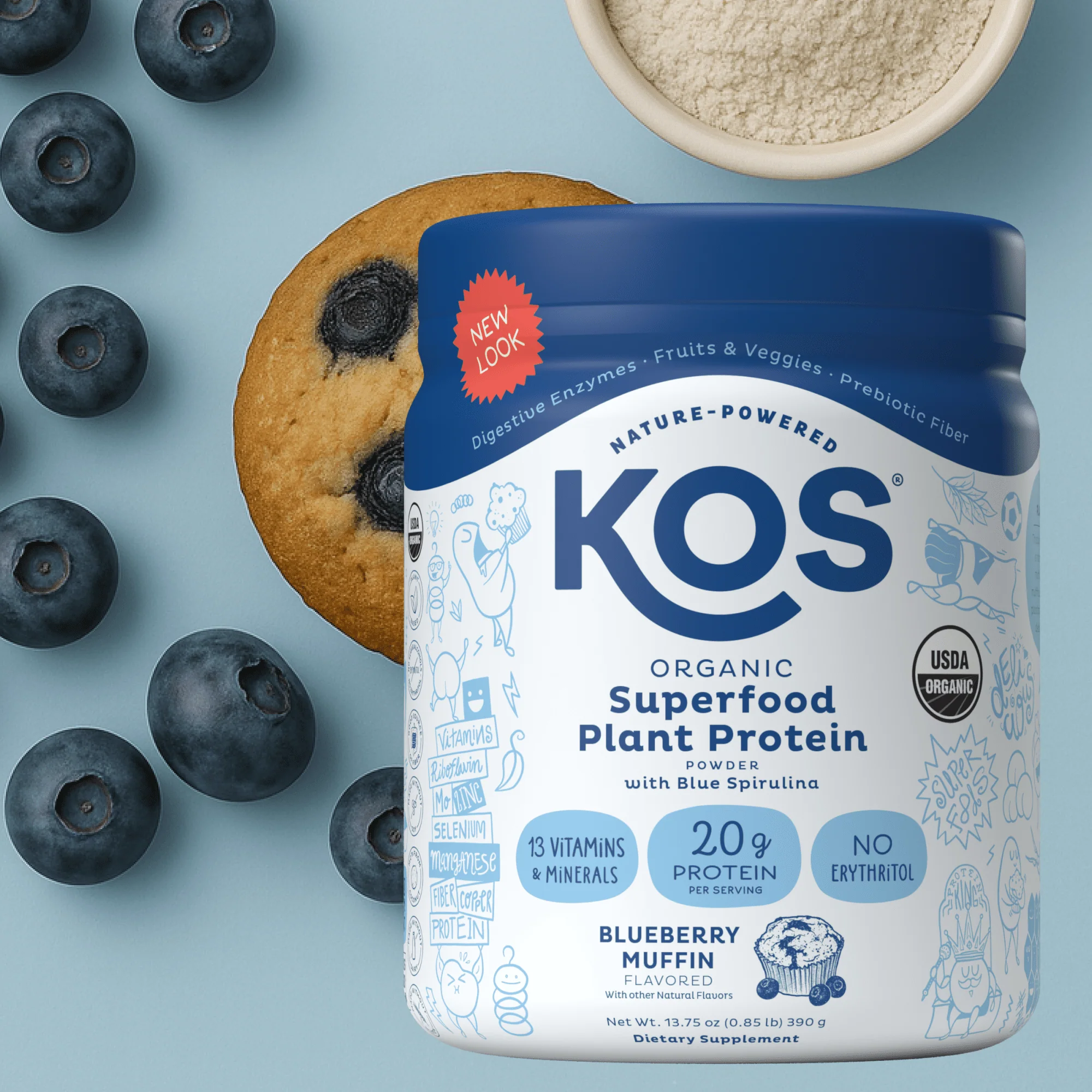 KOS Organic Plant Protein, Blueberry Muffin, 10 servings - Image 3