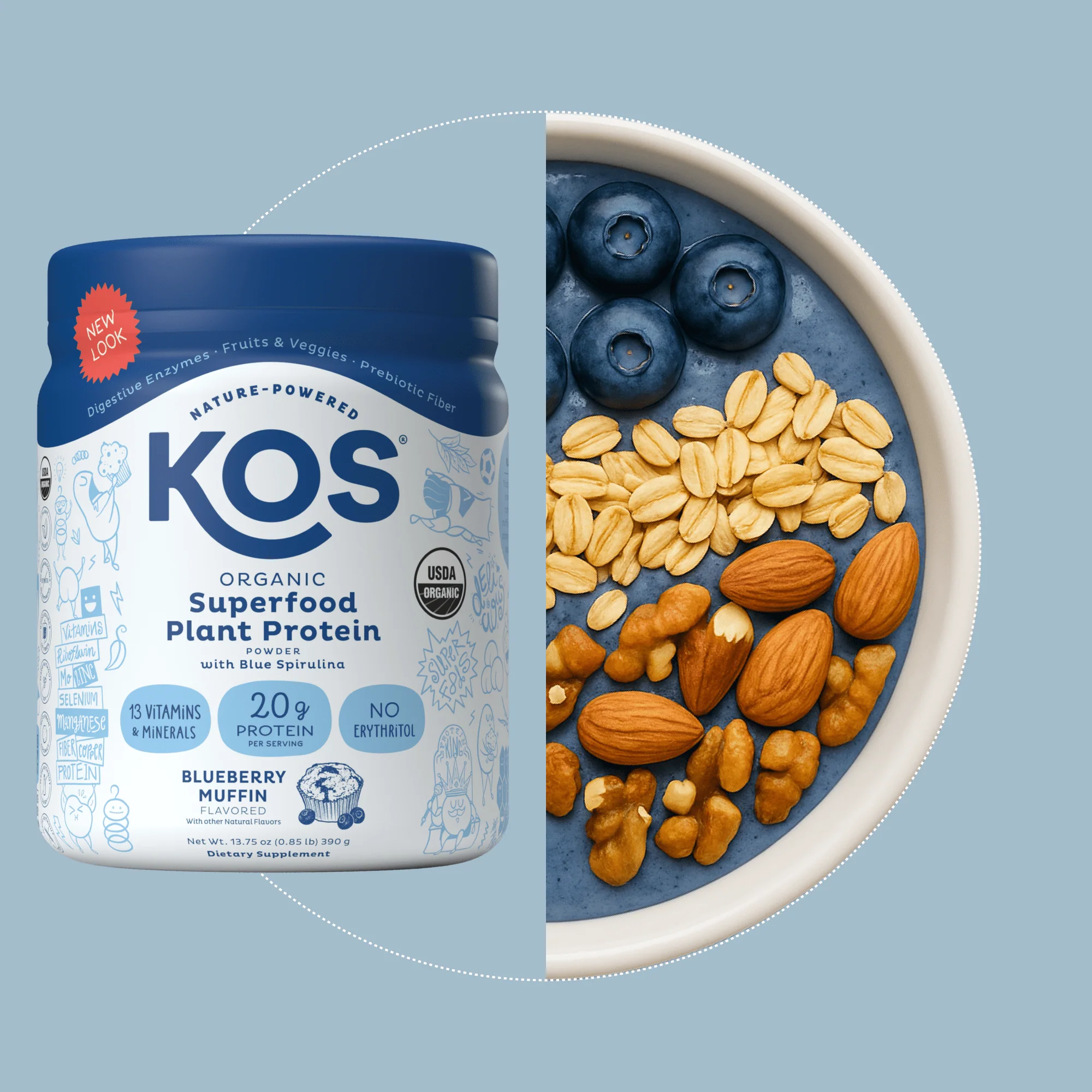 KOS Organic Plant Protein, Blueberry Muffin, 10 servings - Image 4
