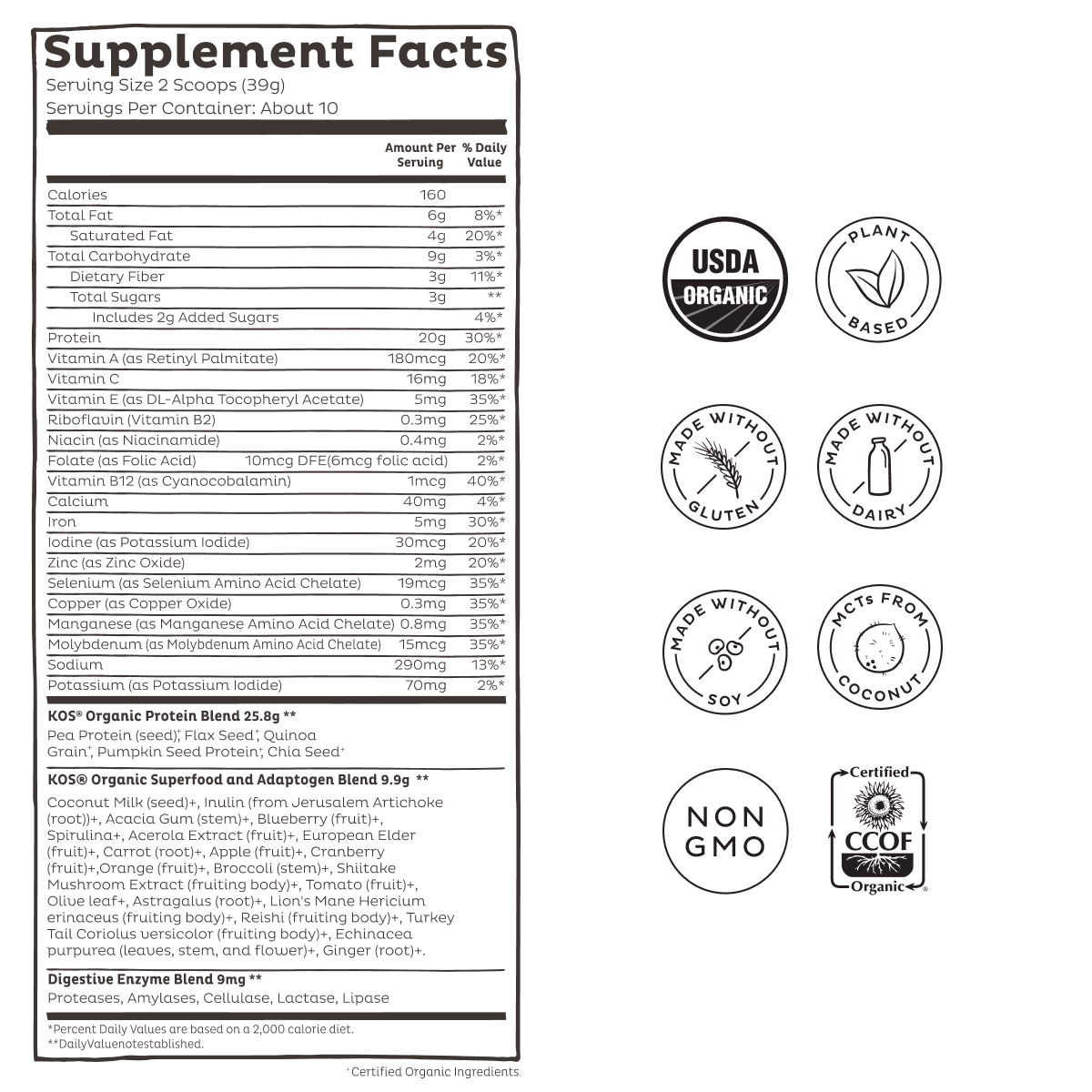KOS Organic Plant Protein, Blueberry Muffin, 10 servings - Image 7