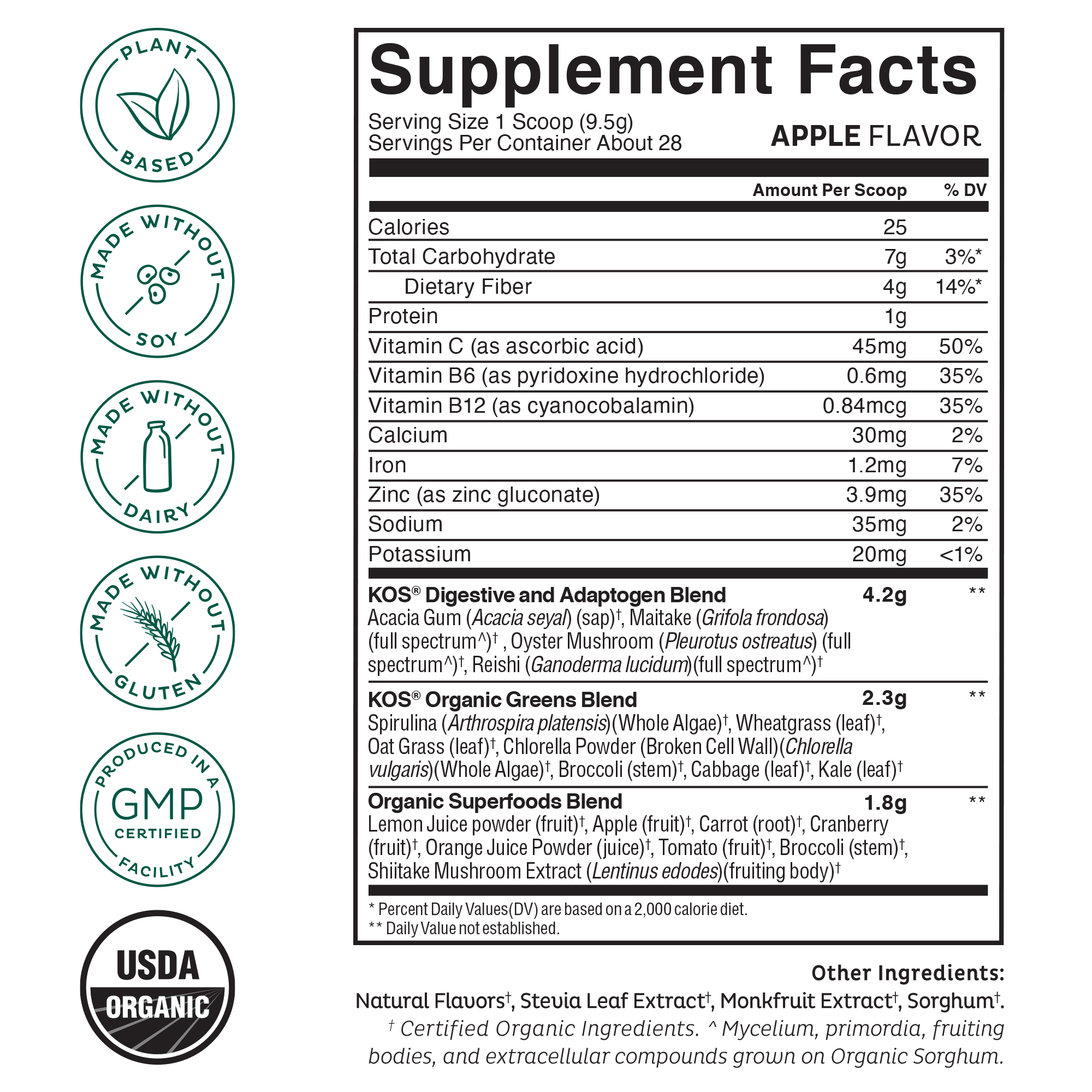 KOS Organic Superfood Greens - Apple Flavor - Image 4