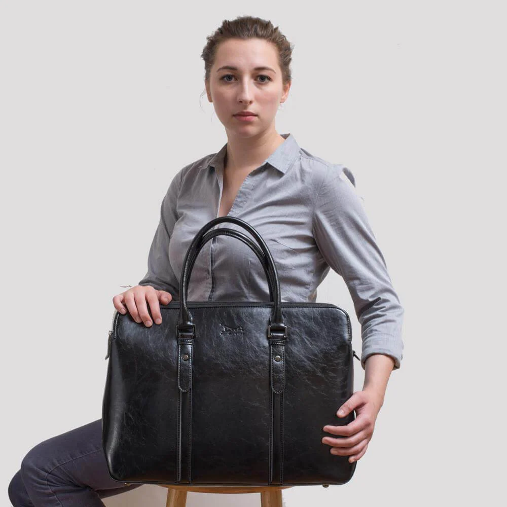 Large Classic Women's Vegan Briefcase 3 - Image 3