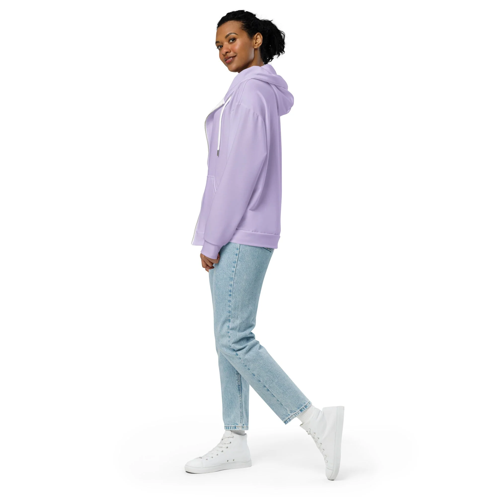 Lavender Sustainable Hoodie, Women's Zip Up - Image 2