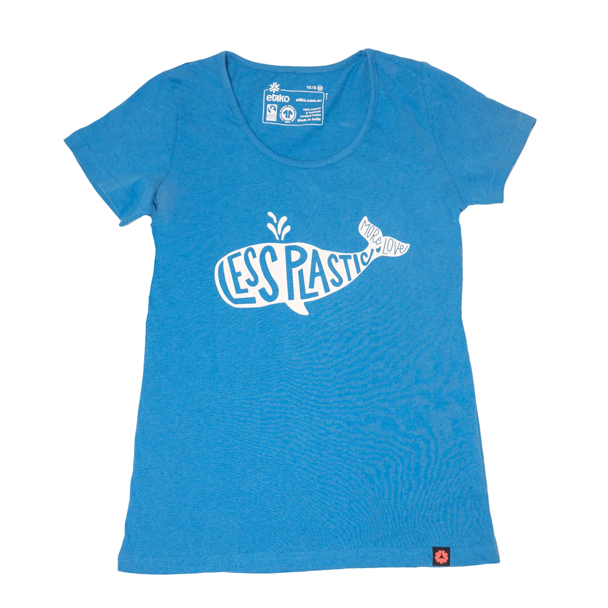 Less Plastic More Love Printed T-shirt, Womens Blue Marle - Image 4