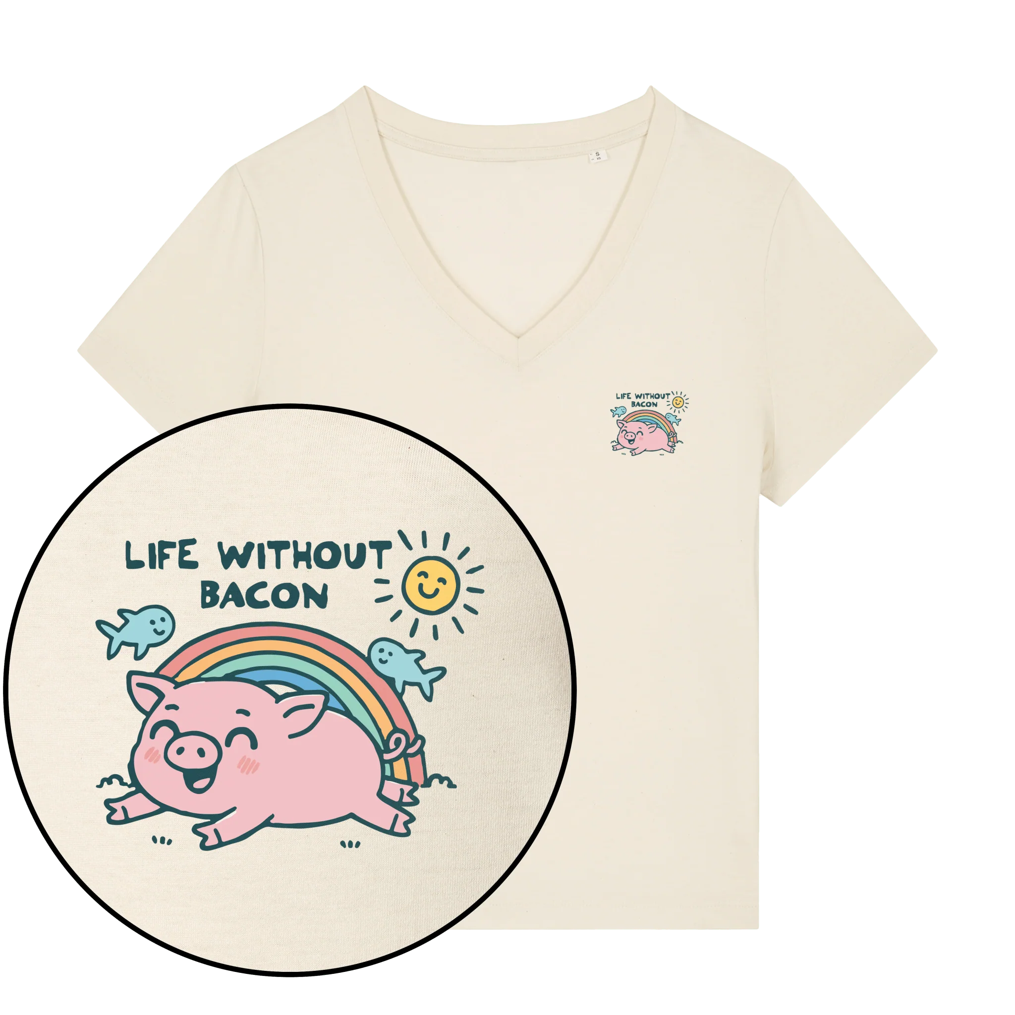 Life Without Bacon Women's V Neck T-Shirt - Image 2