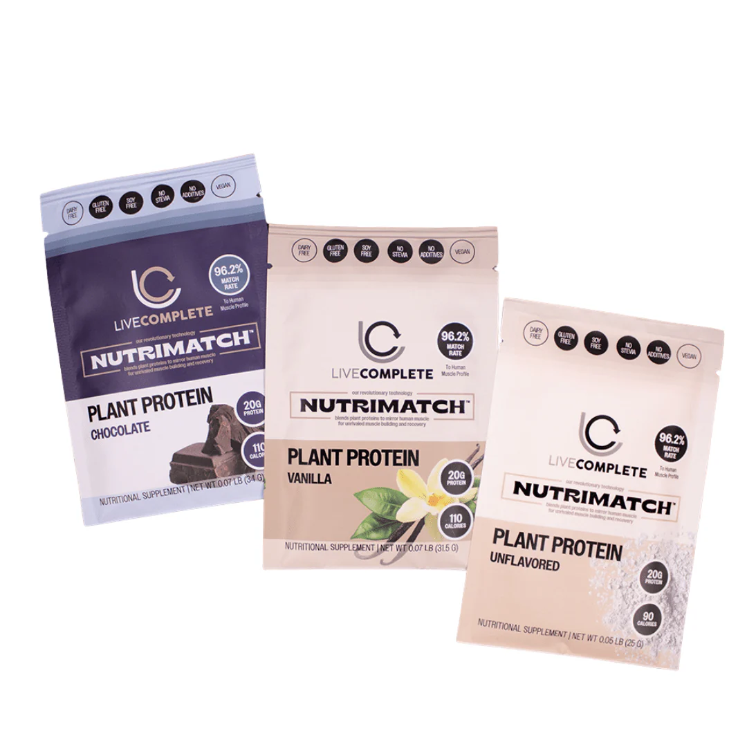 LiveComplete NutriMatch™ Plant Protein | Trial Pack | 3 Single Servings | Clean Plant Protein Powder with 96% Match Rate - Image 7