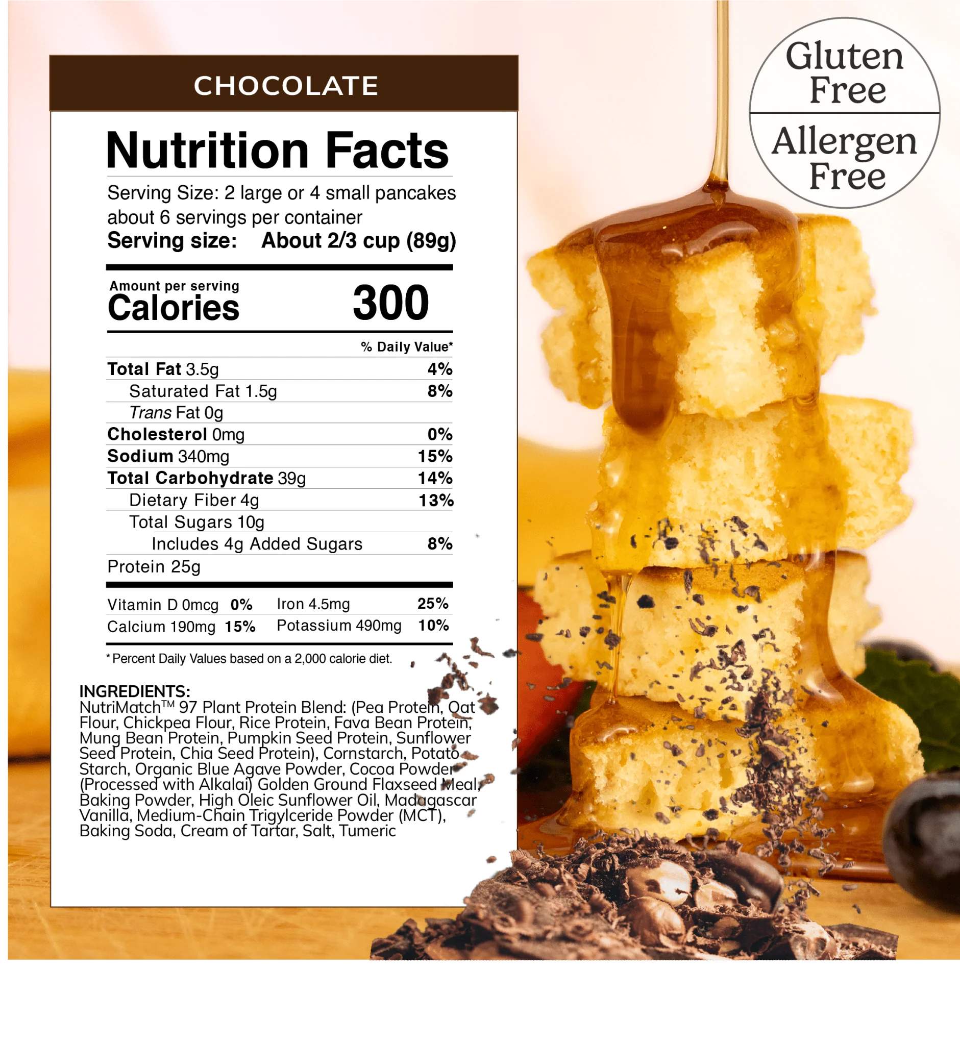 LiveComplete Pancake & Waffle Mix - Gluten & Allergen Free Blend - Chocolate - Image 8
