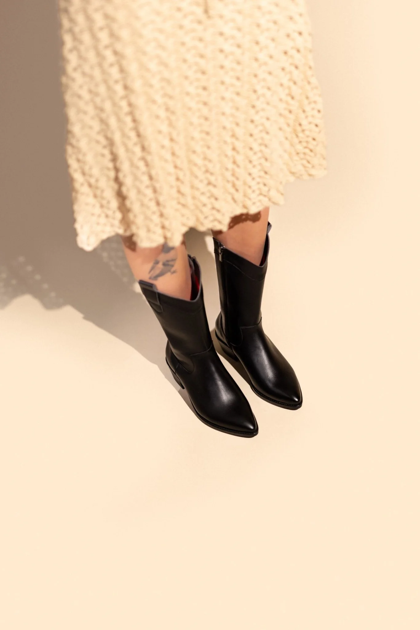 CARMEN – black plant-based leather cowboy boots - Image 2