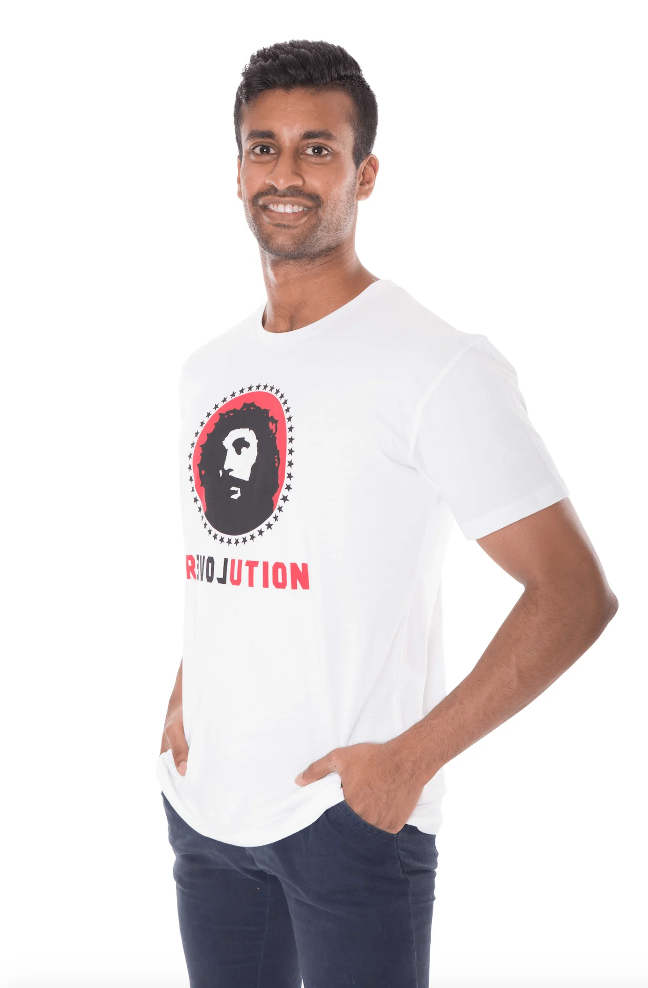 Love Revolution Printed T-shirt, Unisex White - Image 2