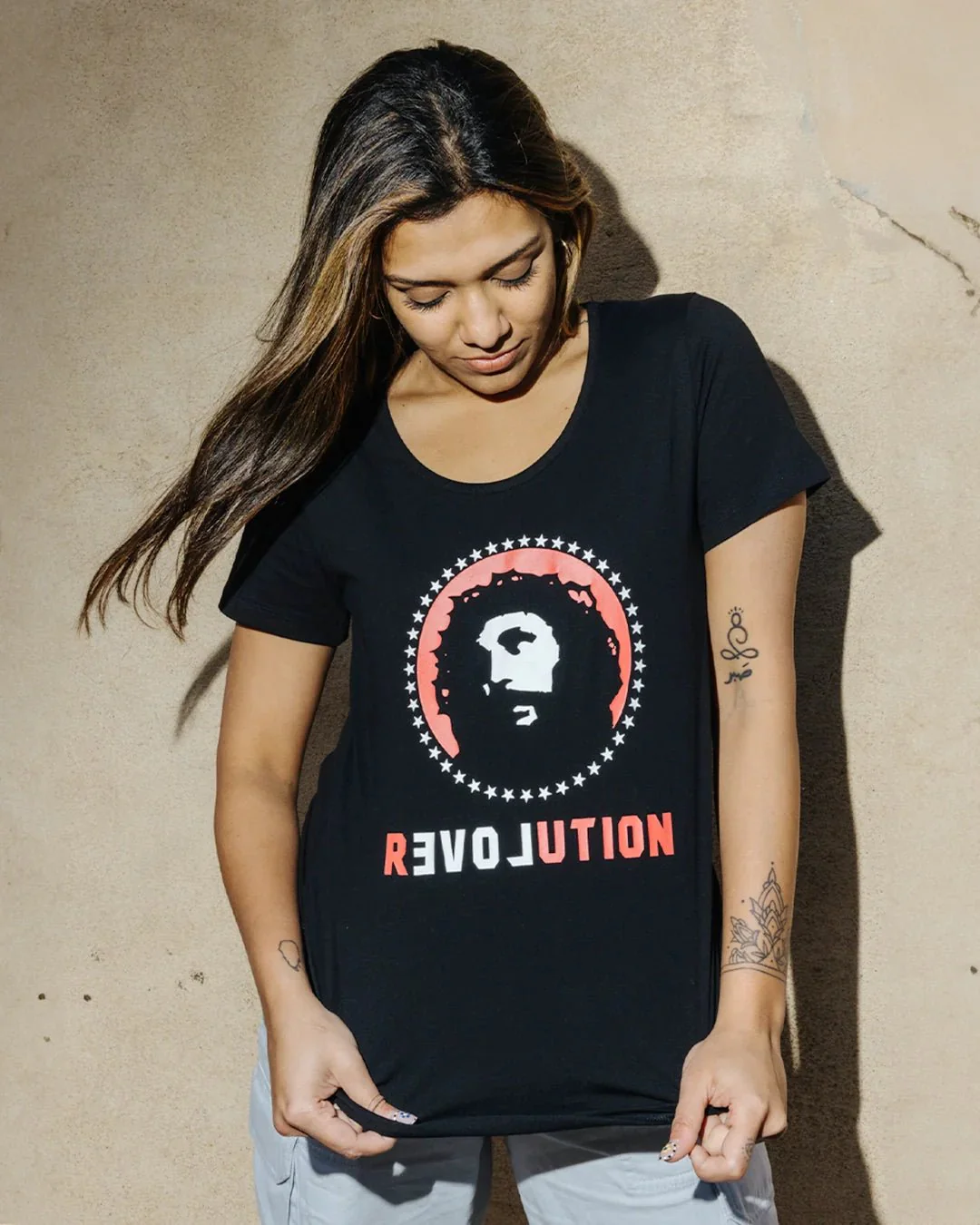 Love Revolution Printed T-shirt, Womens Black - Image 3