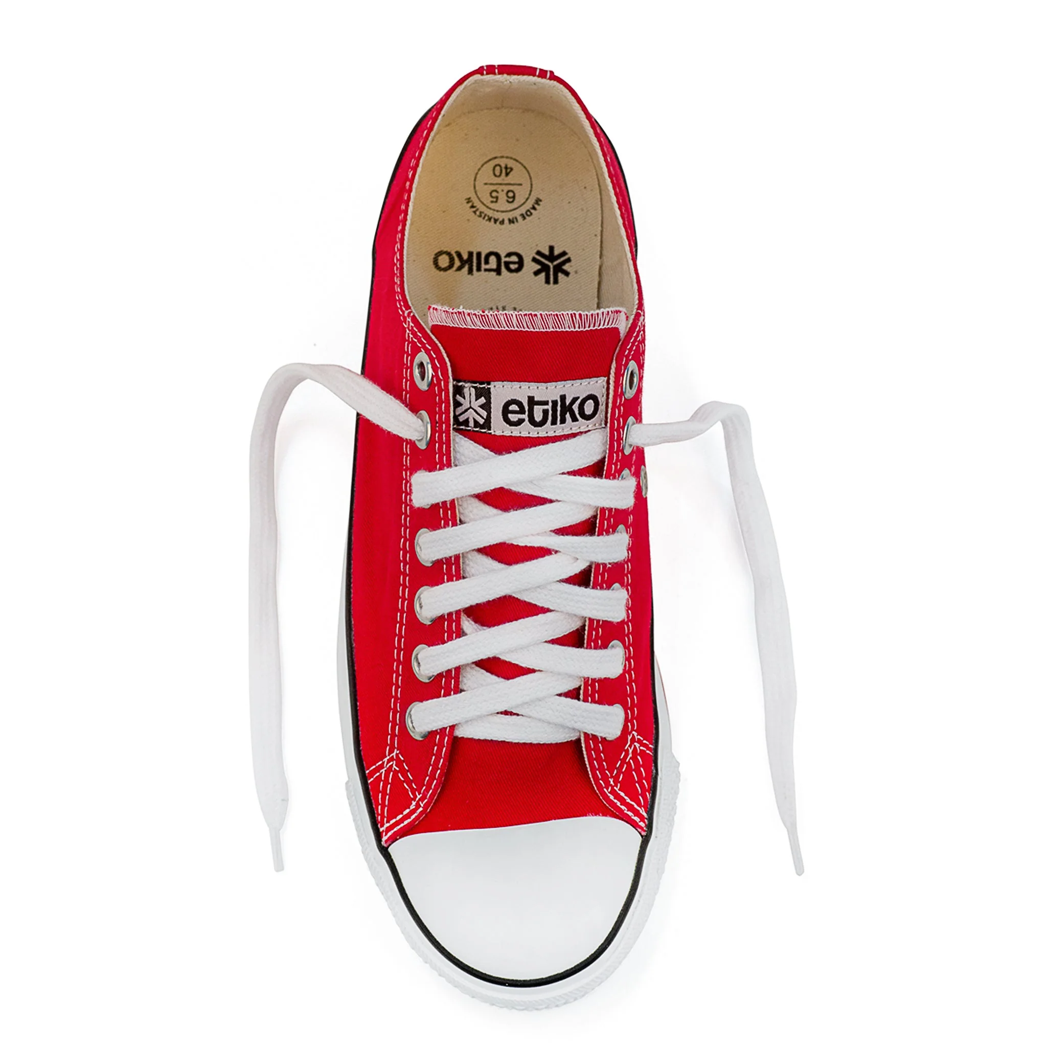 Low Cut Sneakers, Red & White - Image 5