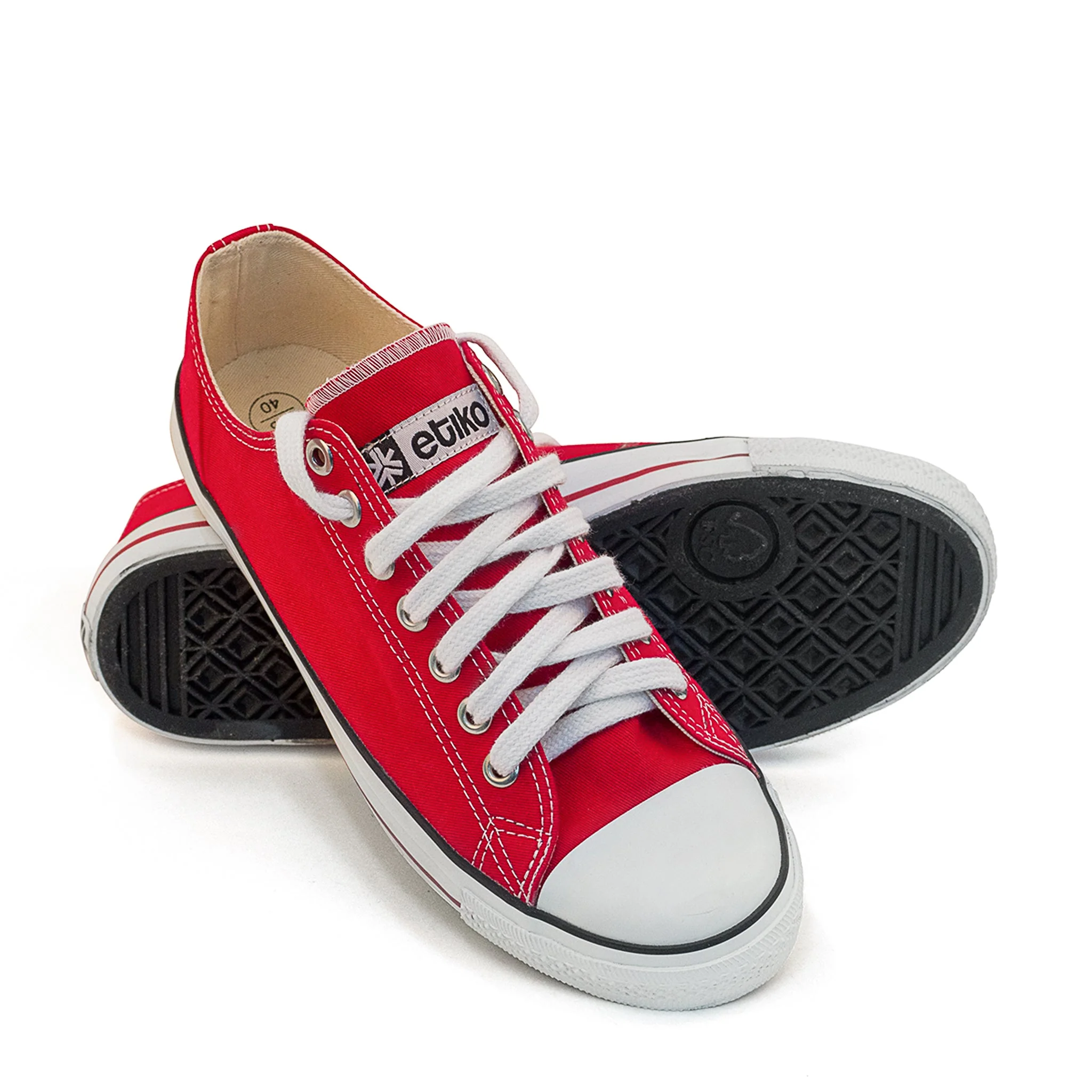 Low Cut Sneakers, Red & White - Image 6
