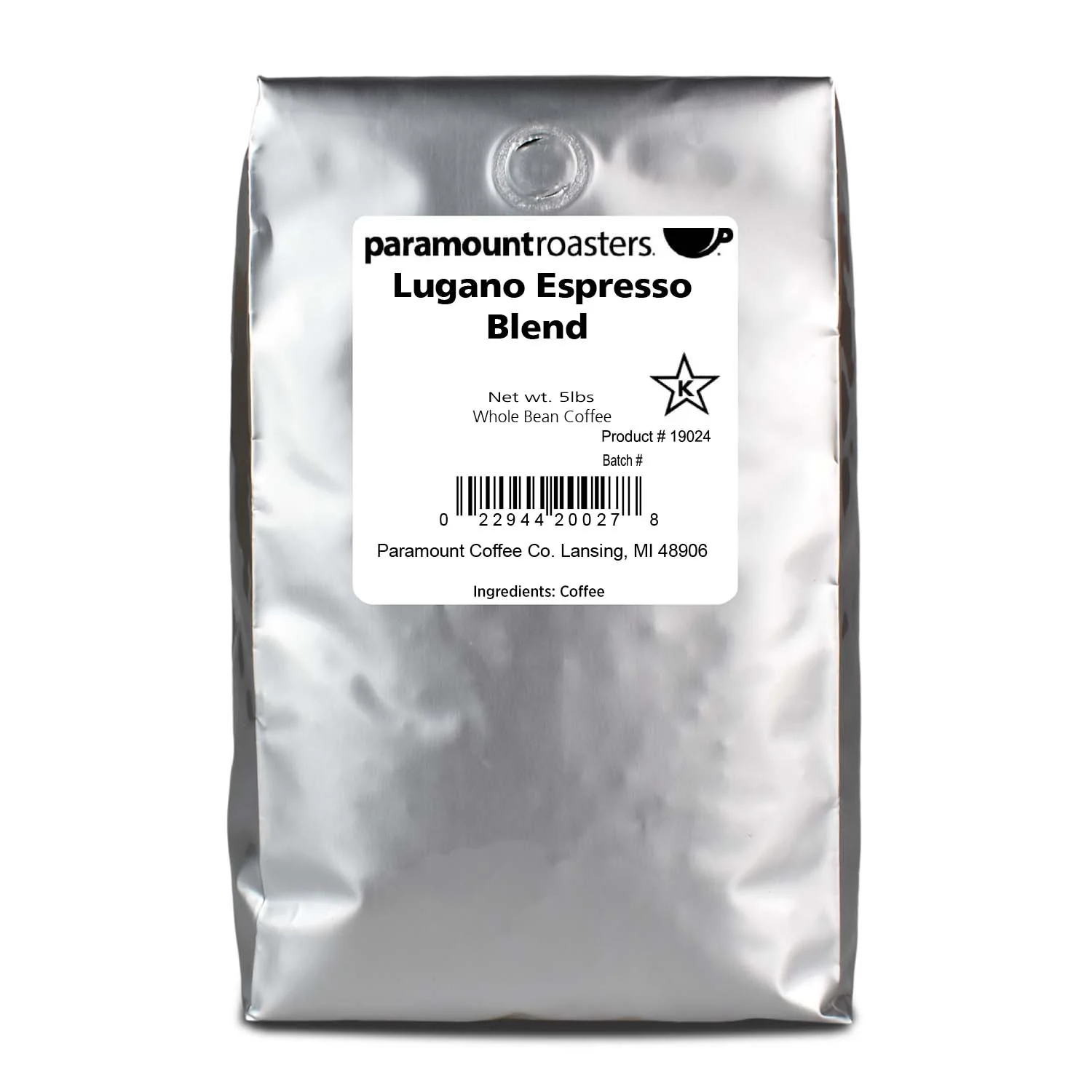 Lugano Espresso Roast 5lb Whole Bean Coffee