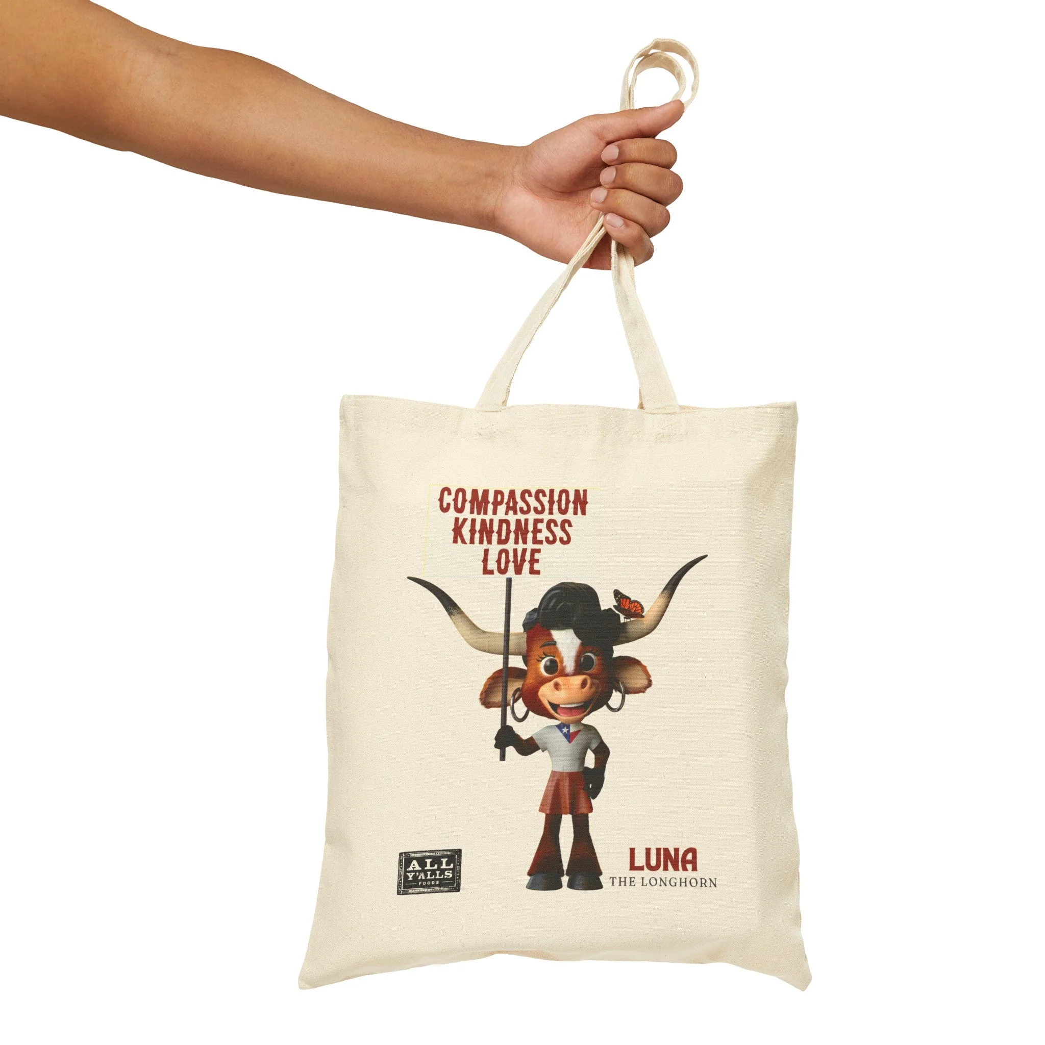 LUNA Compassion Kindness Love Cotton Canvas Tote Bag - Image 3