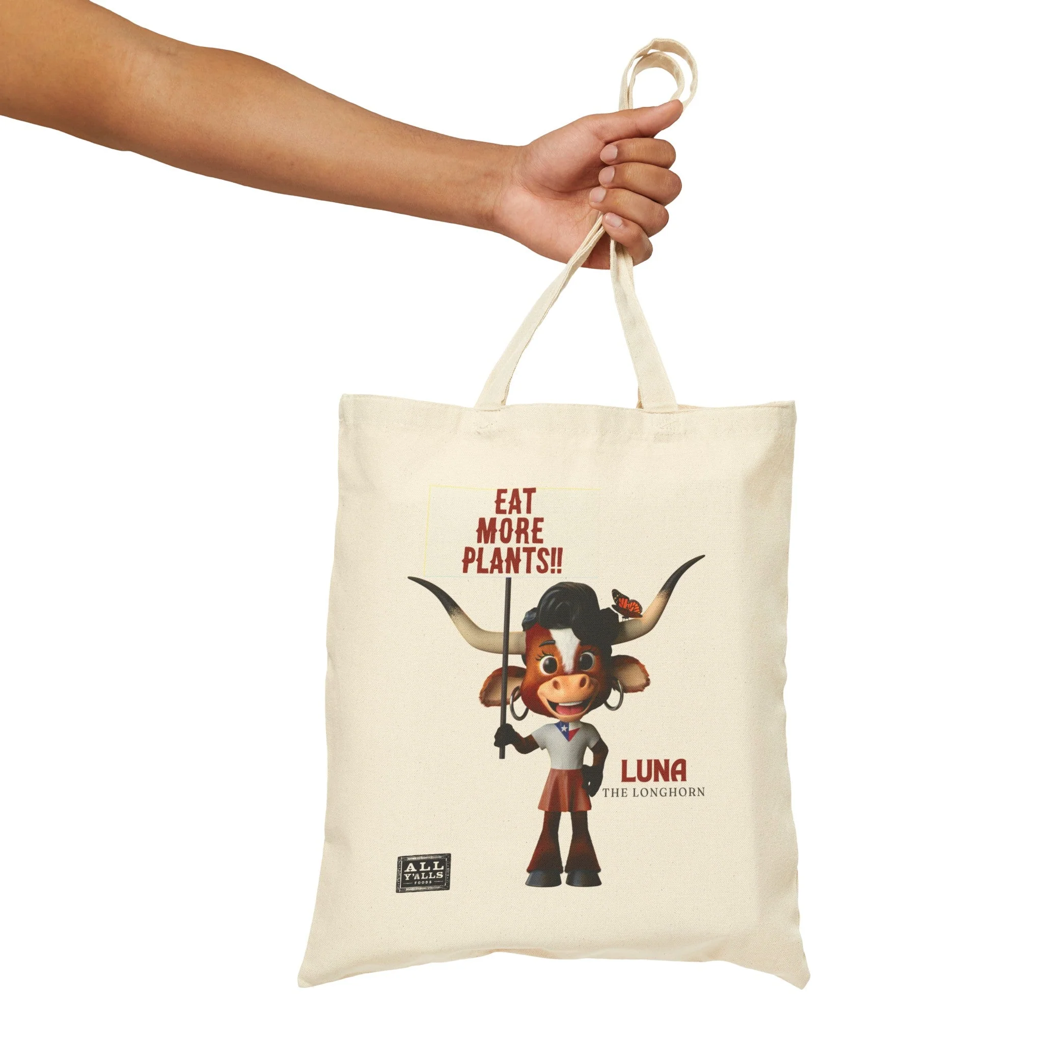LUNA EAT MORE PLANTS Cotton Canvas Tote Bag - Image 2