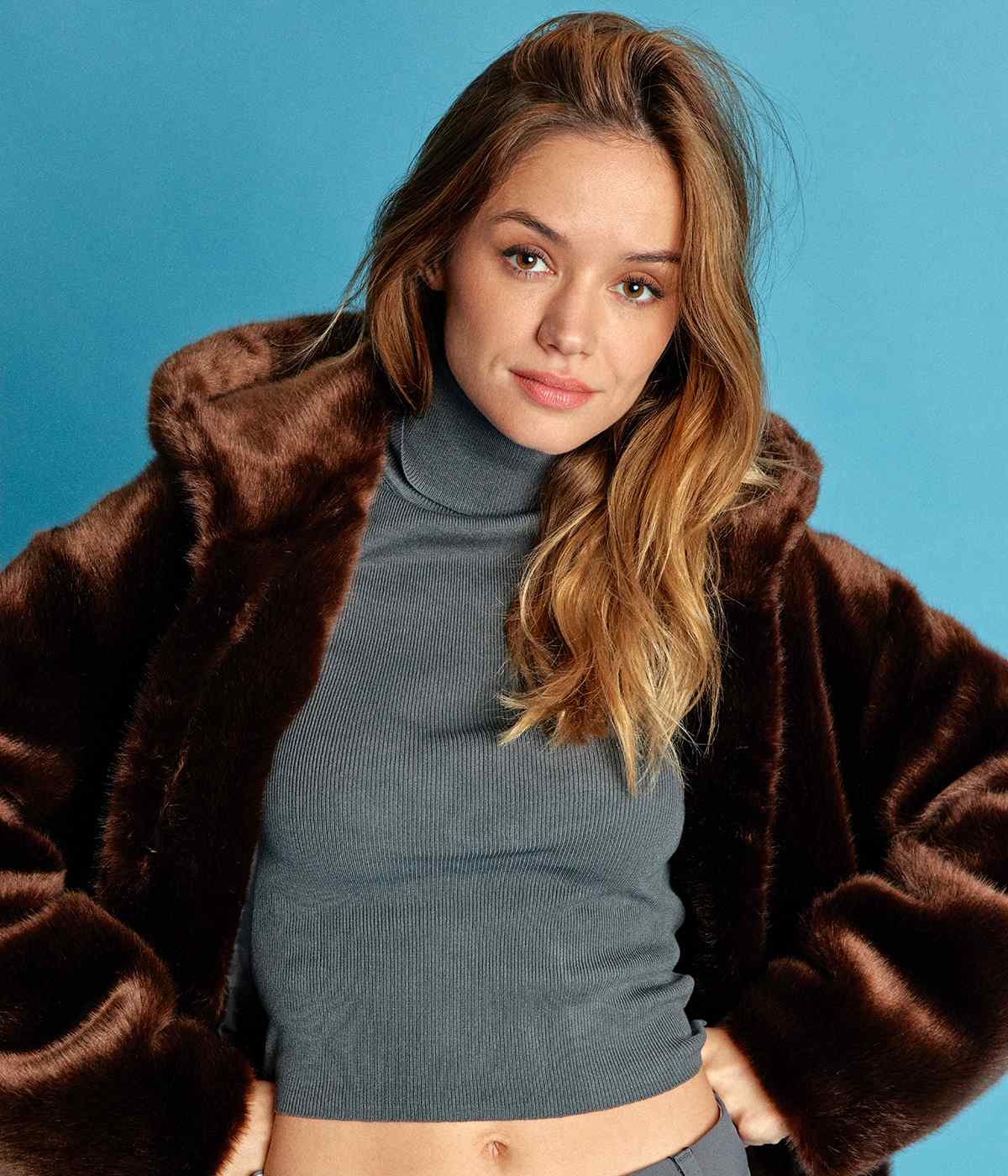 Tabatha Chocolate Vegan Fur Hooded Short Coat - Image 6