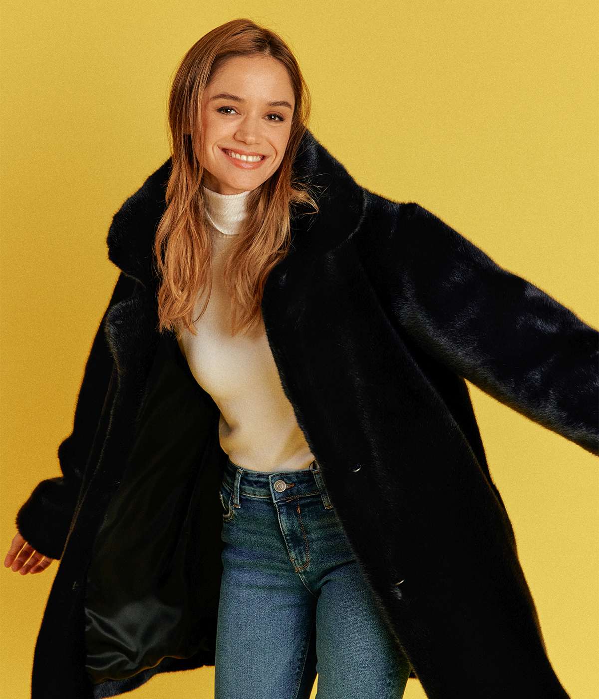 Babylone Midnight Blue Vegan Fur Coat