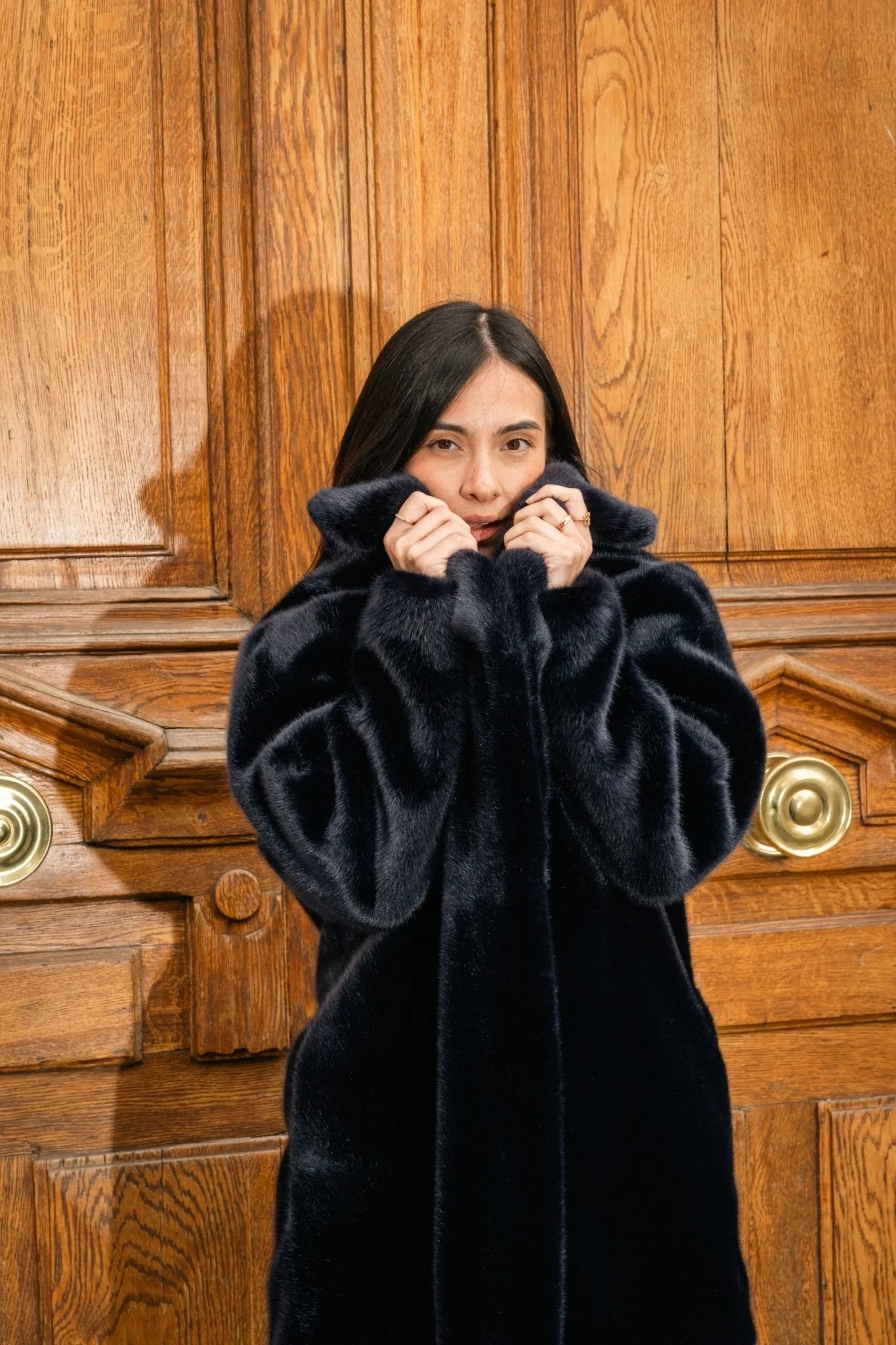 Babylone Midnight Blue Vegan Fur Coat - Image 2