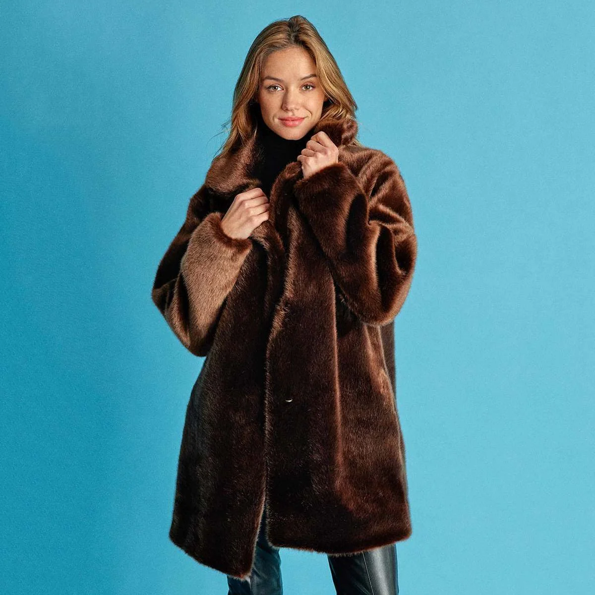 Manteau en Fourrure Vegan Babylone Chocolat