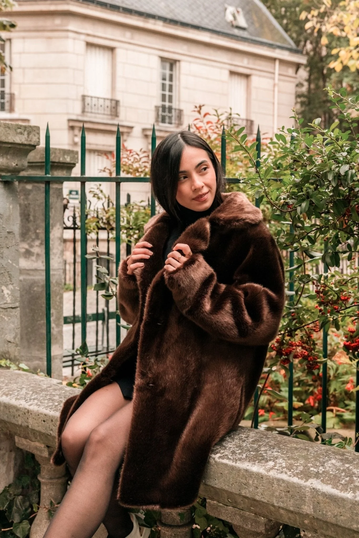Manteau en Fourrure Vegan Babylone Chocolat - Image 2