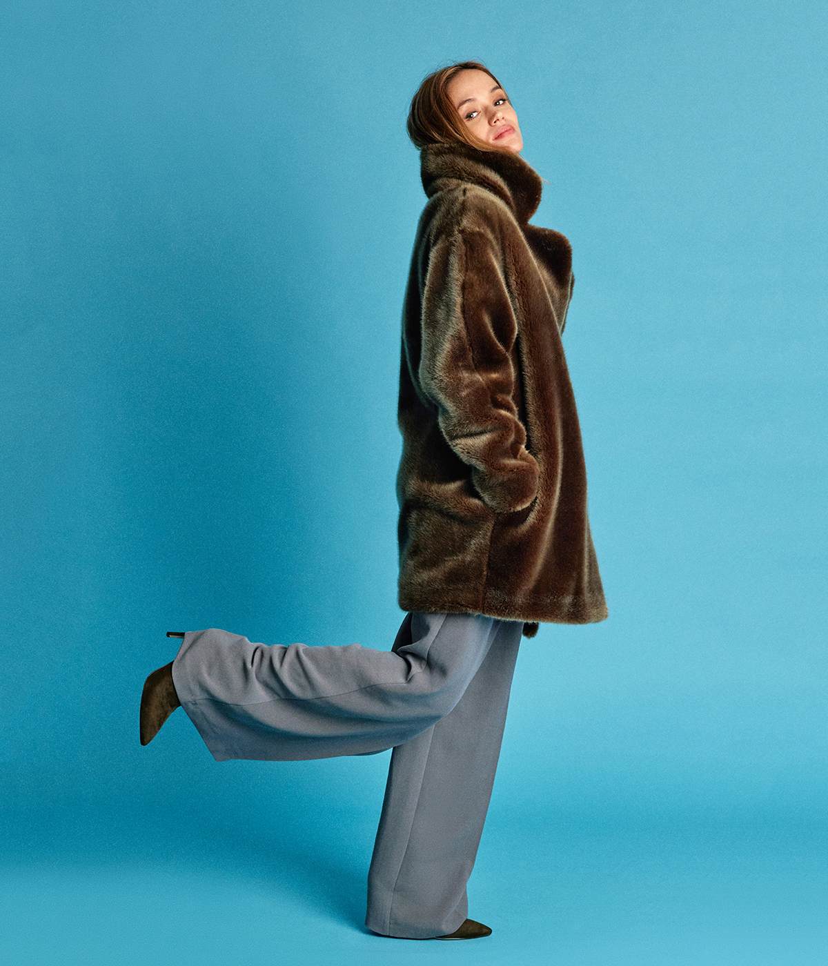 Babylone Ombre Green Vegan Fur Coat - Image 2