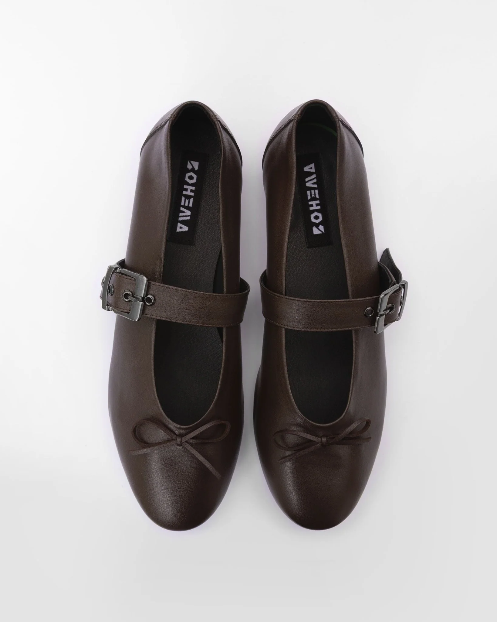Mara Pumps chocolate ballet flats with a strap - Image 3