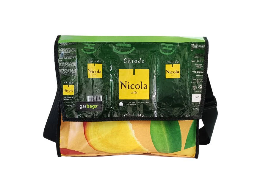 messenger Bag XL coffee package yellow and green