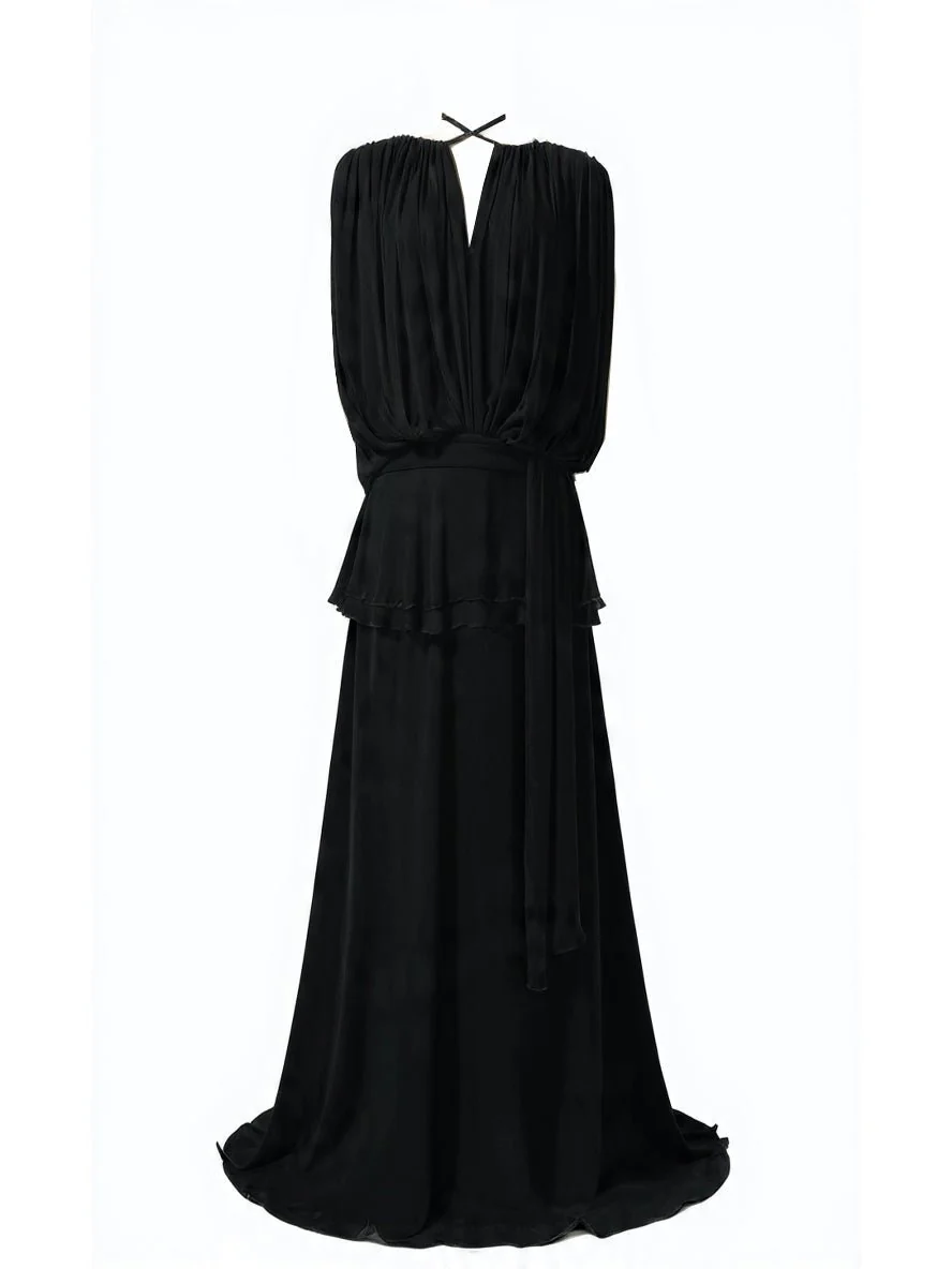 Midnight Drape Evening Gown — Eucalyptus Silk - Image 5