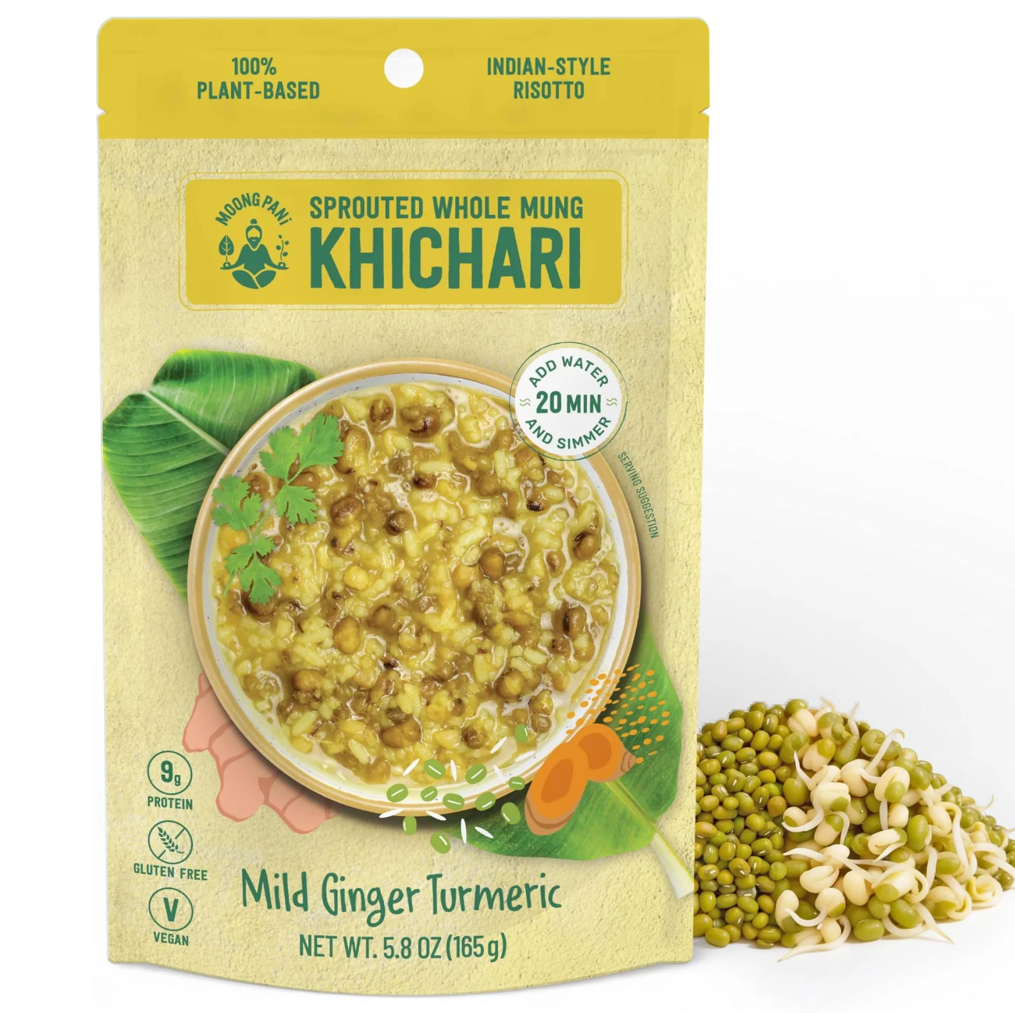 Sprouted Mung Khichari: Mild Ginger & Turmeric | 27g Plant Protein | 3 Servings