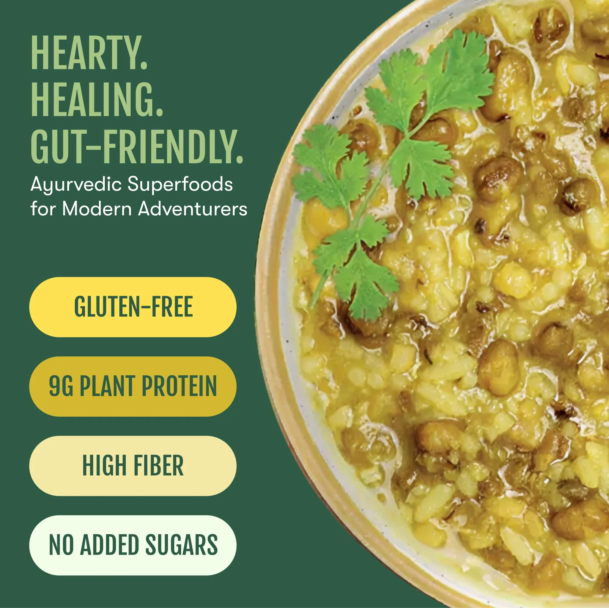 Sprouted Mung Khichari: Mild Ginger & Turmeric | 27g Plant Protein | 3 Servings - Image 2
